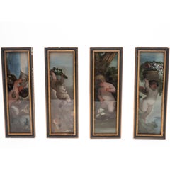 Set of Four Églomisé Painted Panels