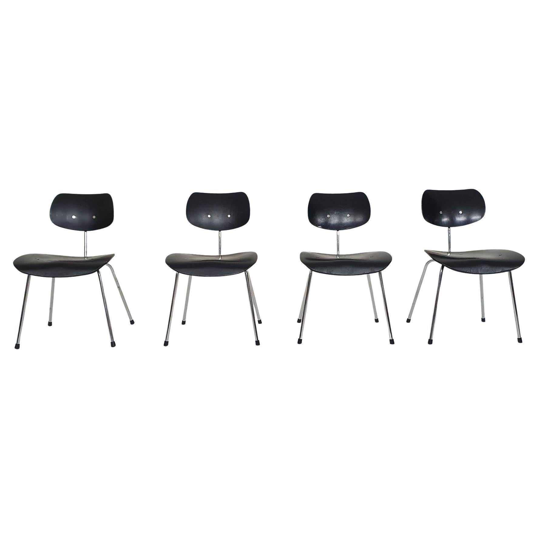 Set of 4 x BLACK Chair Rubber GlidesWilde & SpiethEgon Eiermann 