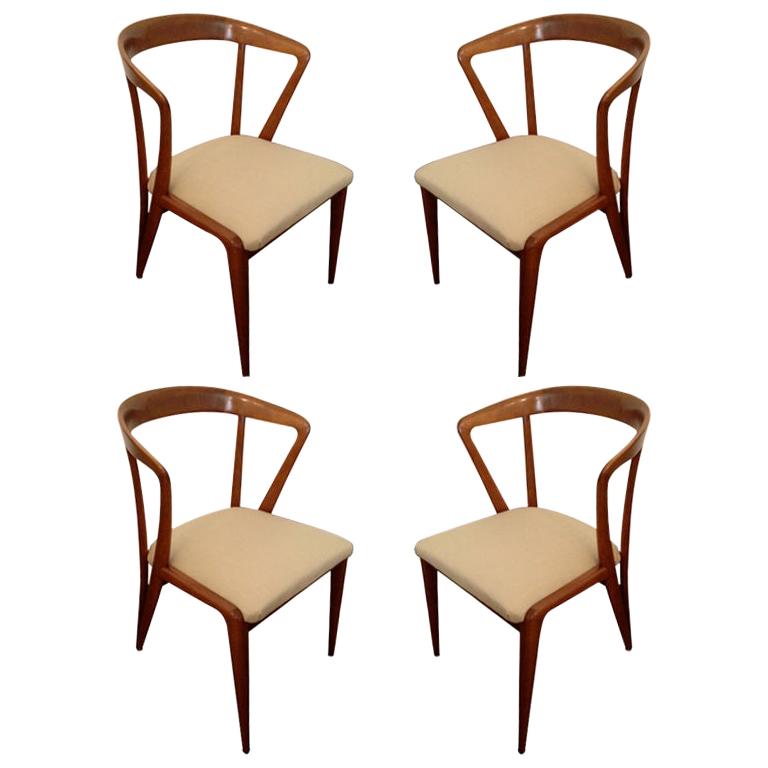 Set of Four Bertha Schaefer Dining Chairs Italian Mid Century