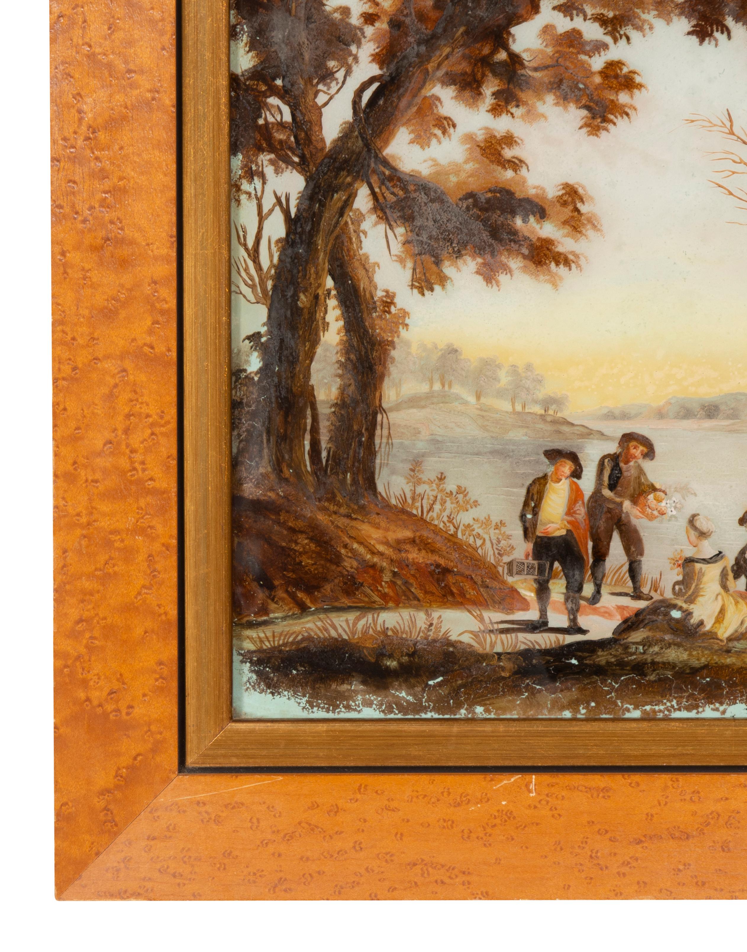 Set of Four Eighteenth Century Dutch Reverse Paintings on Glass For Sale 4