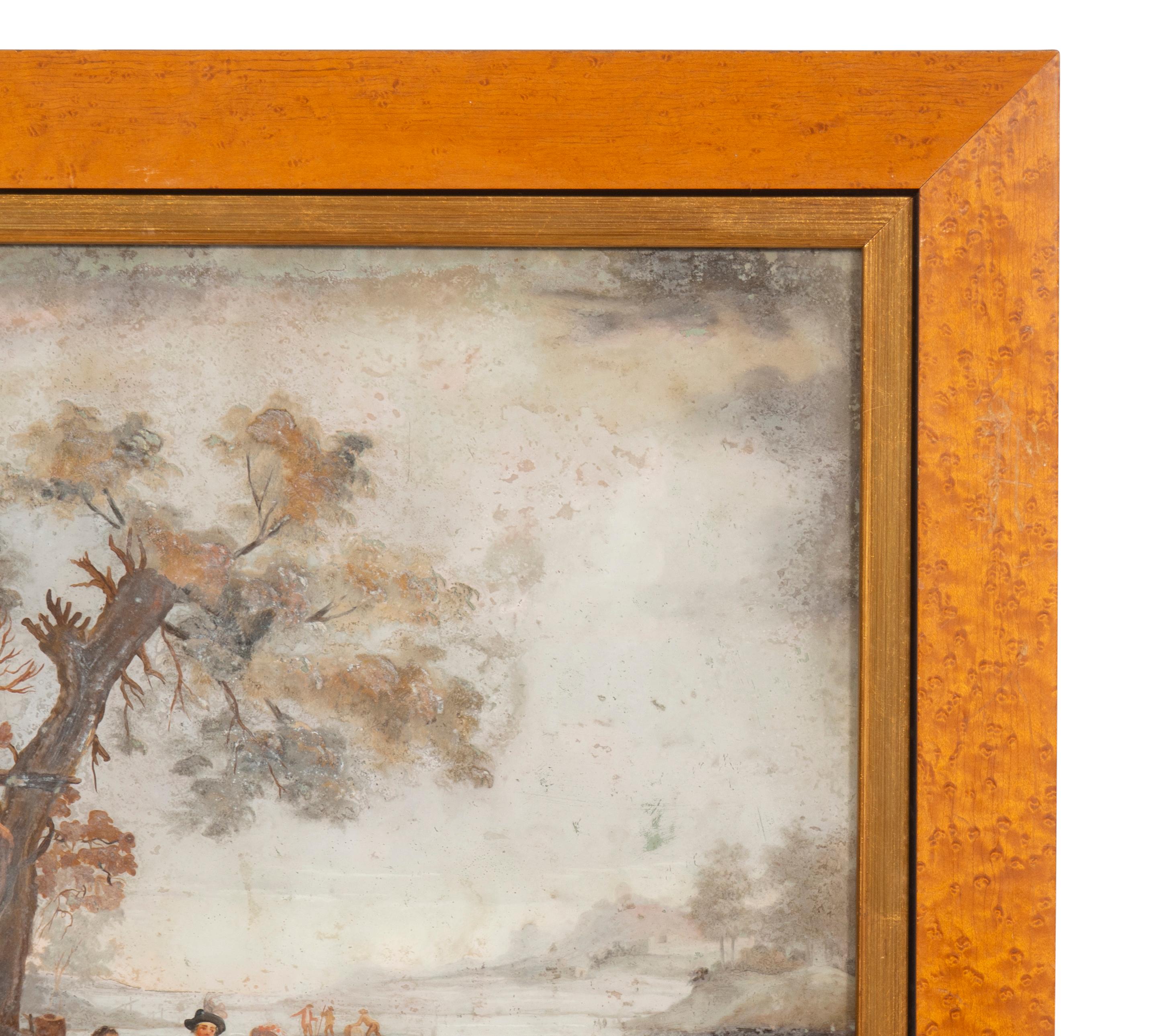 Set of Four Eighteenth Century Dutch Reverse Paintings on Glass For Sale 8