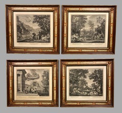 Quatre gravures du XVIIIe siècle de Benoit Audran l'Aîné dans des cadres personnalisés