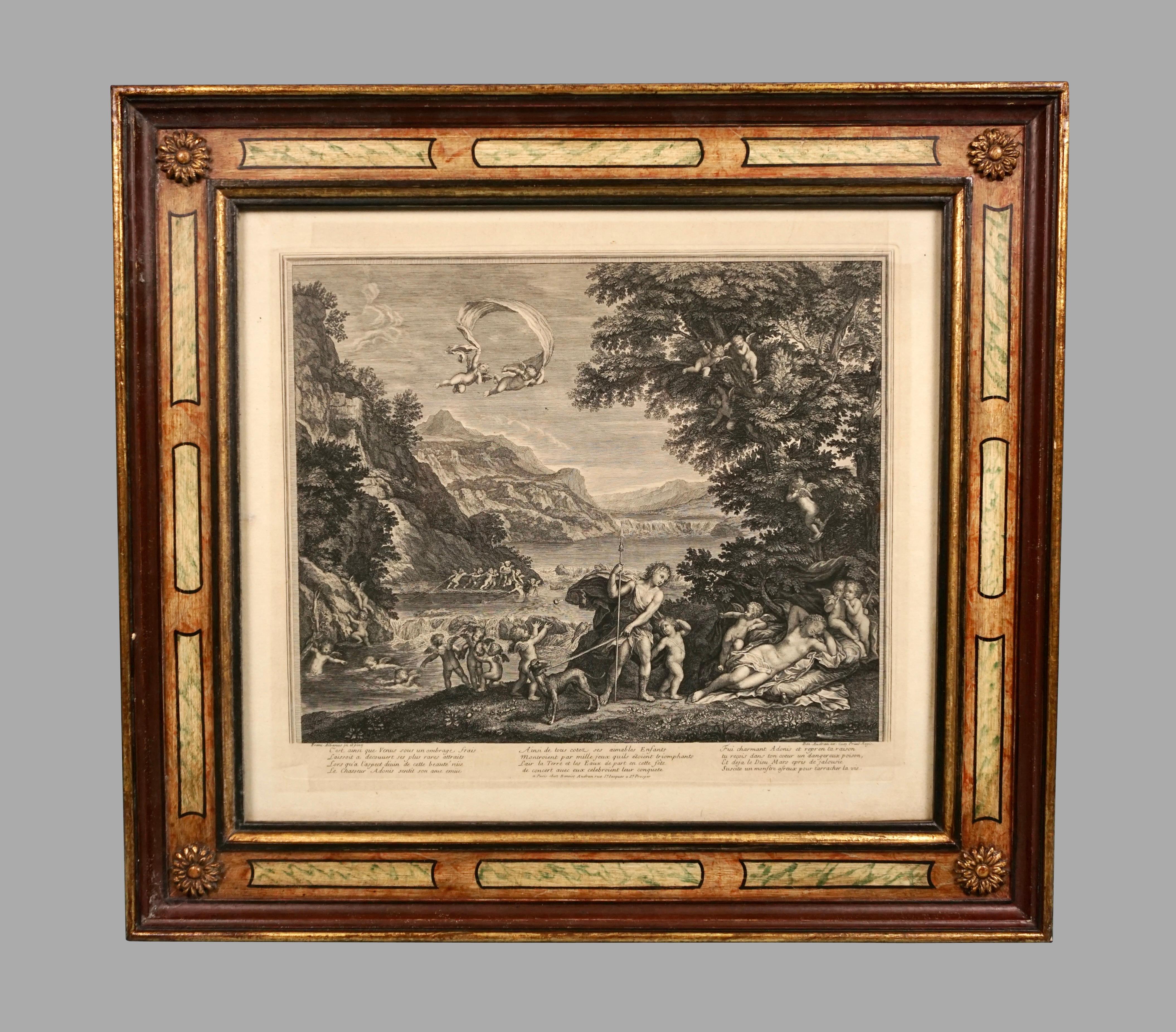 Four Eighteenth Century Engravings by Benoit Audran the Elder in Custom Frames In Good Condition In San Francisco, CA