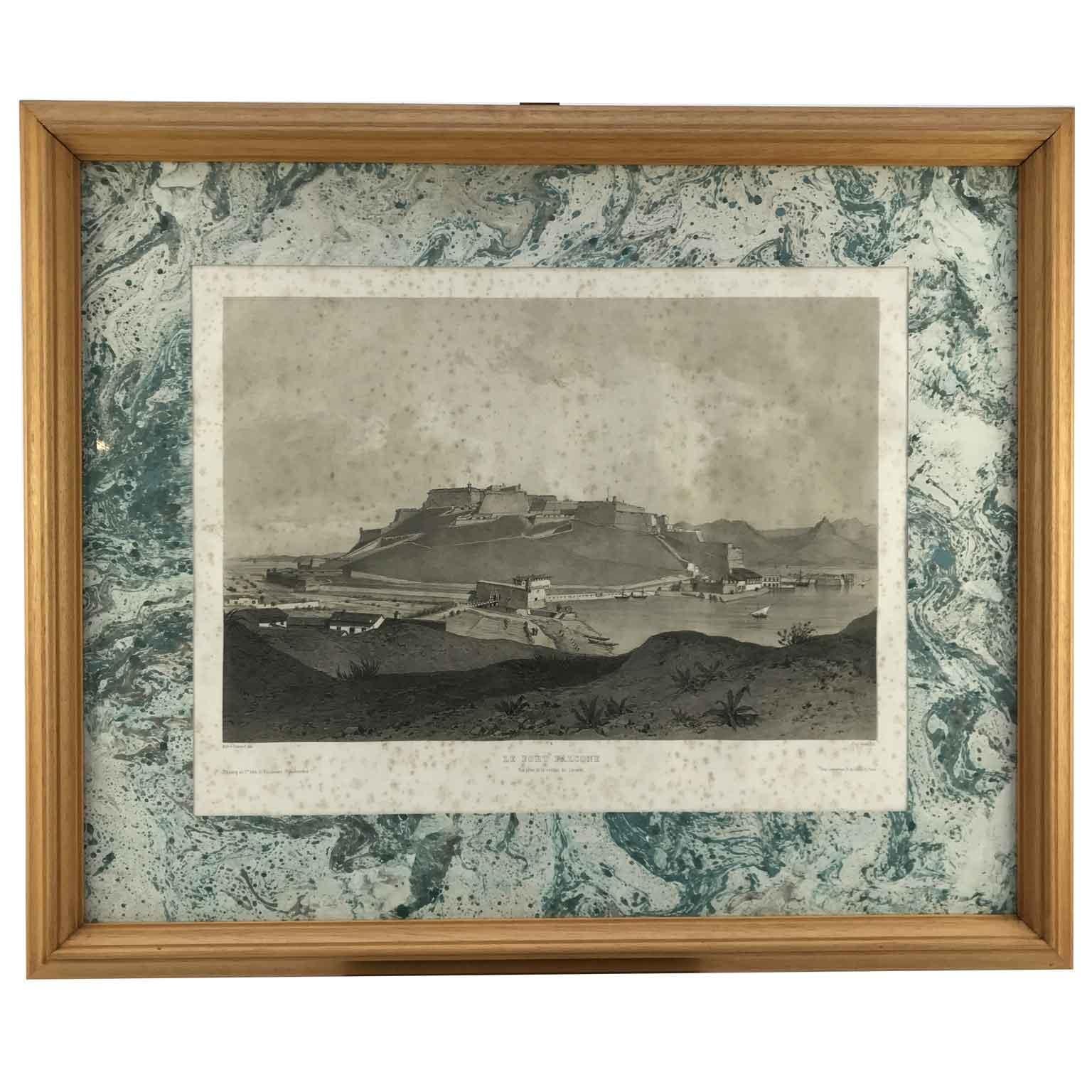 European Set of Four Italian Views of Elba Island by Andre Durand 1862 For Sale