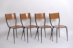 Set of Four Elegant Mid Century Dining Chairs by Salvarani, Italy 1950s