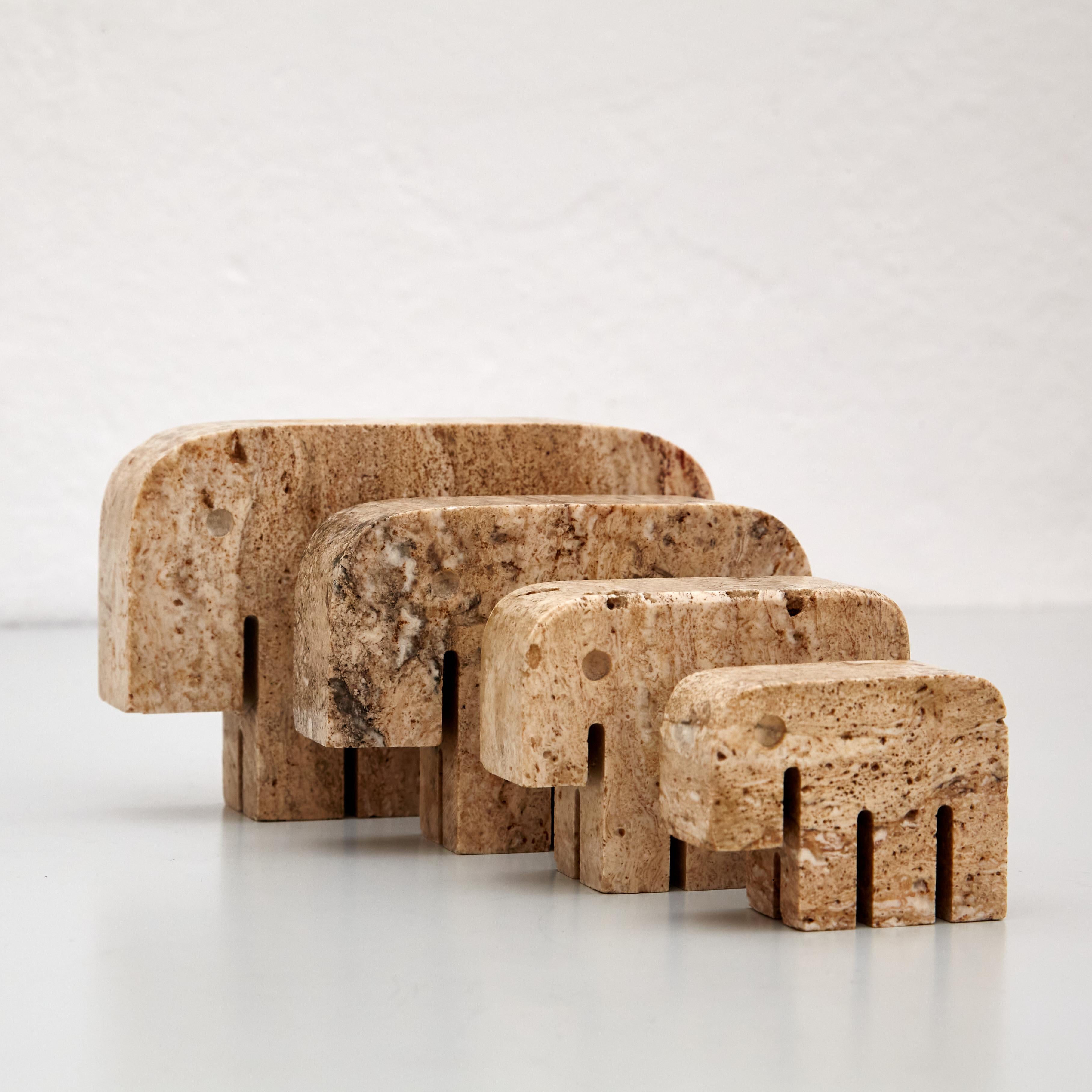 Set of Four Elephants Sculpture Travertine by Fratelli Mannelli, circa 1970 For Sale 4