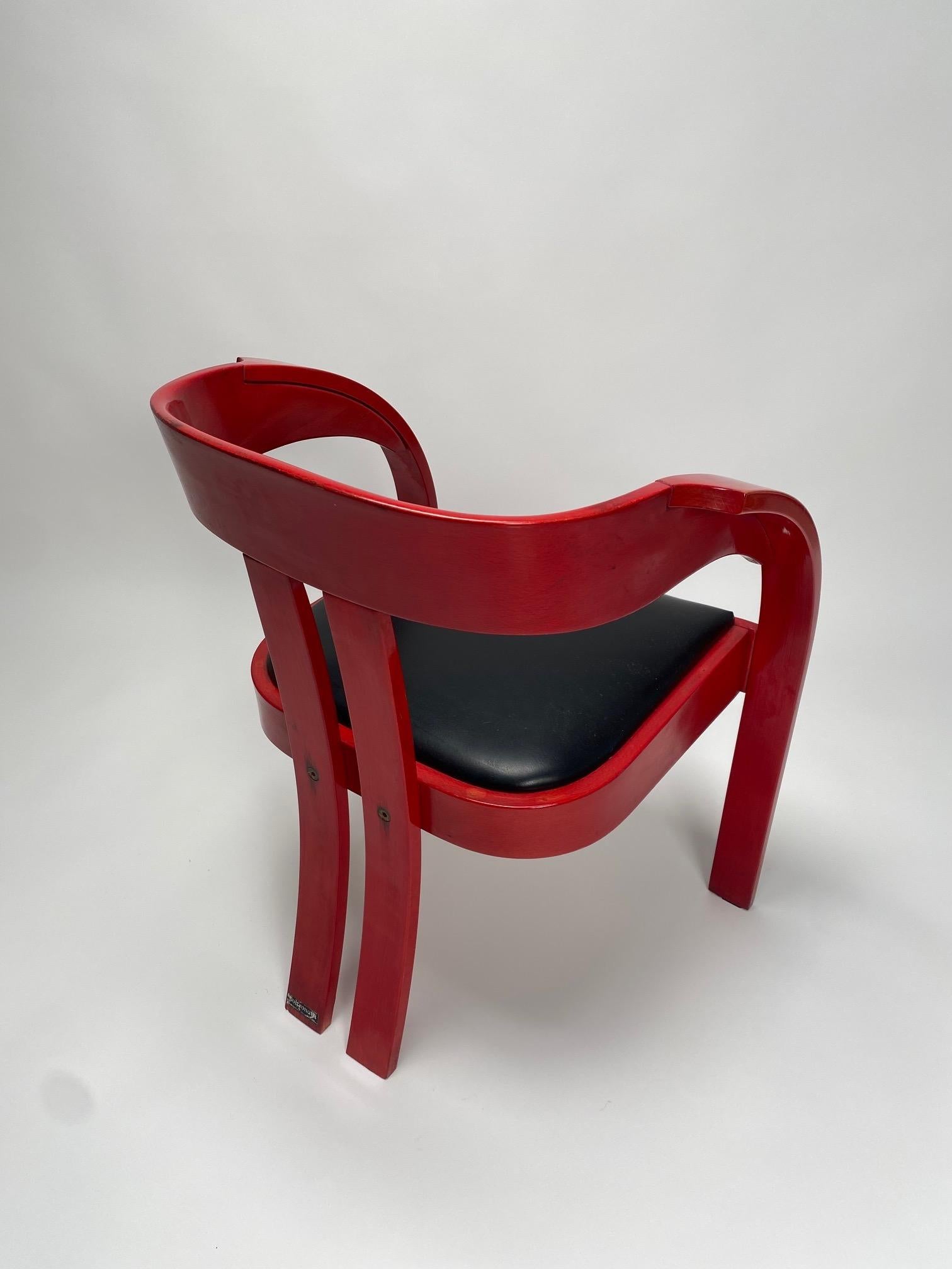 Milieu du XXe siècle Ensemble de quatre fauteuils Elisa de Giovanni Battista Bassi, Poltrona, années 1960, bois en vente