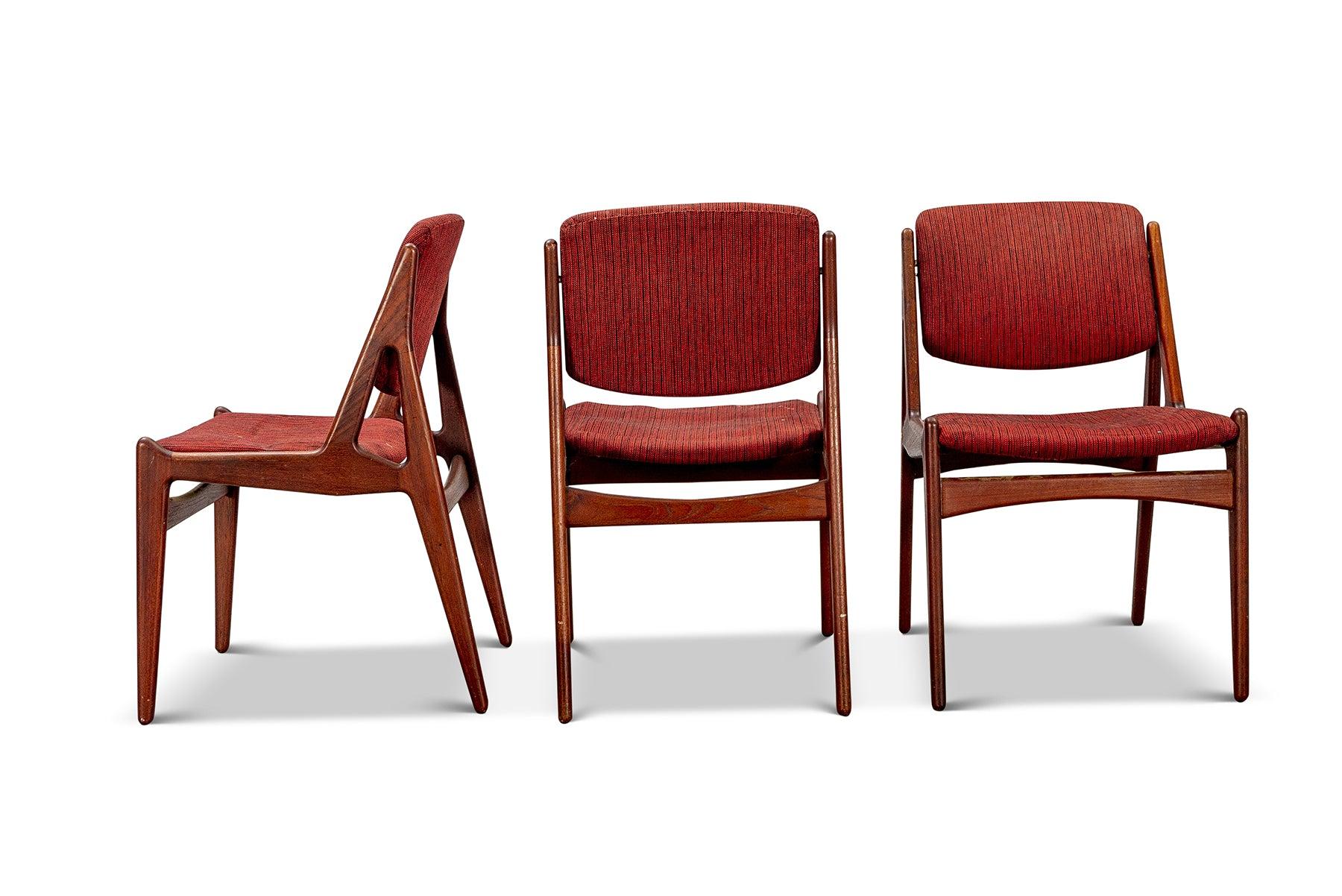 Mid-Century Modern Set of Four Ella Chairs in Teak by Arne Vodder
