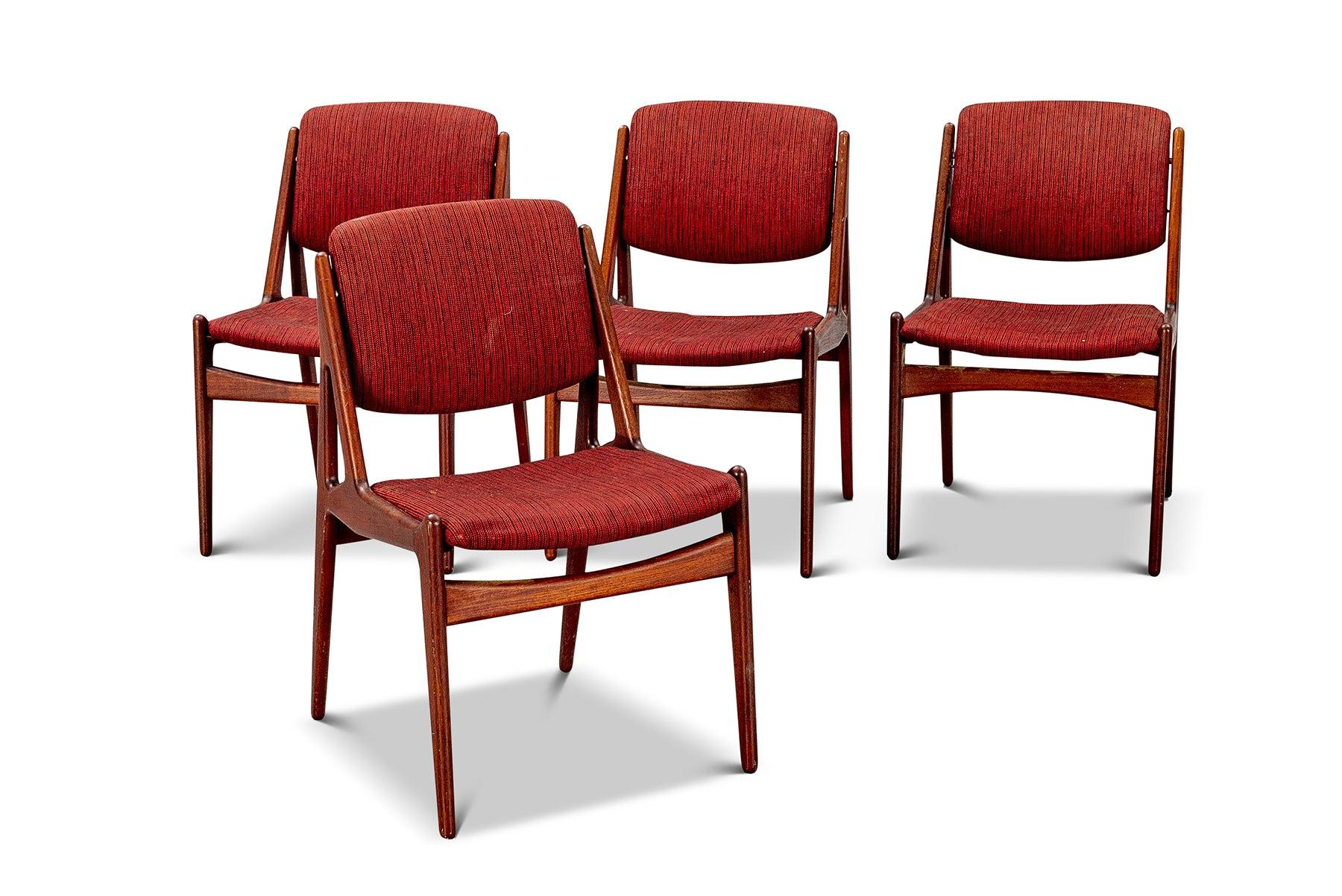 Danish Set of Four Ella Chairs in Teak by Arne Vodder