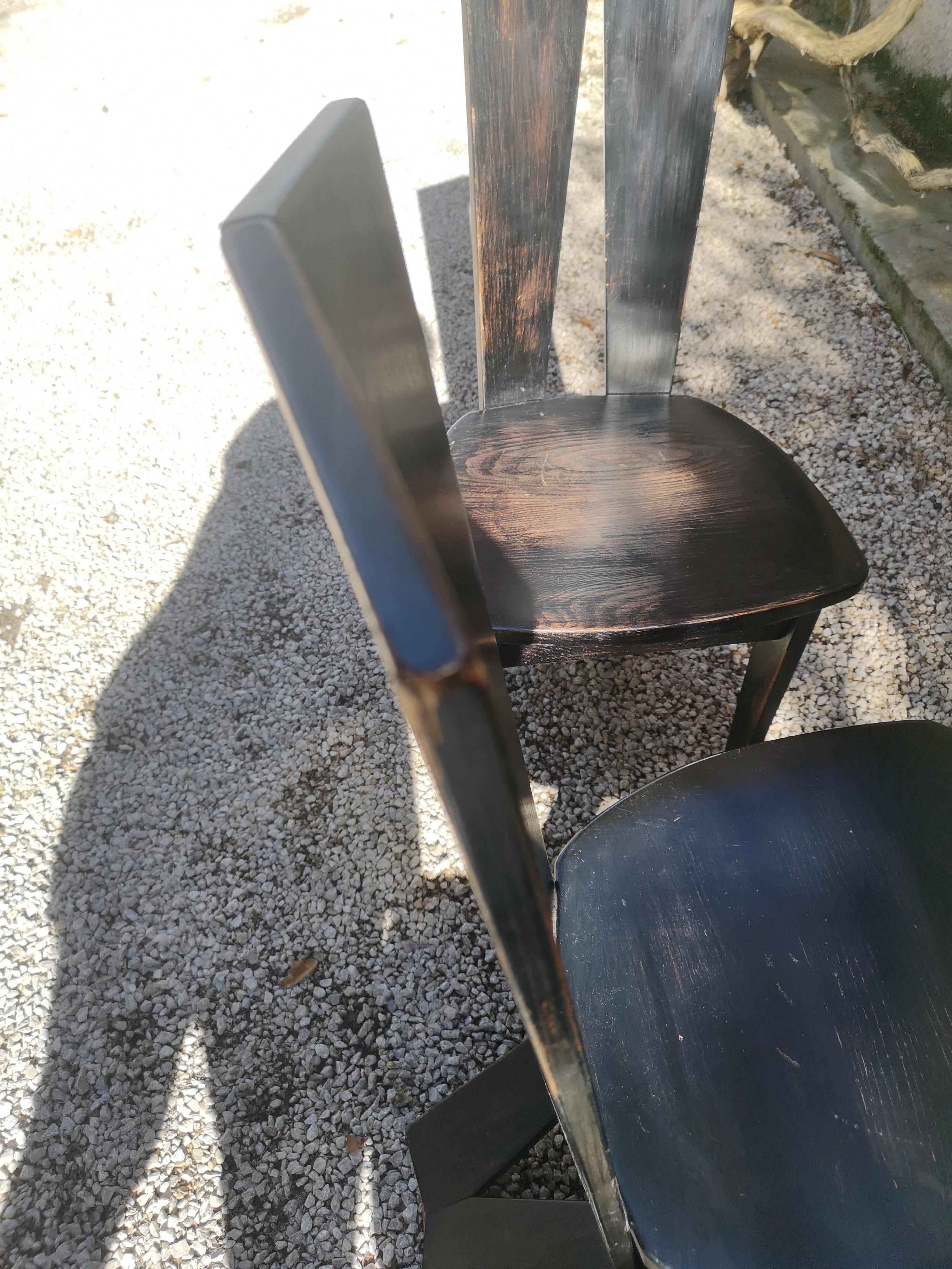 Modern Set of Four Elm Chair For Sale