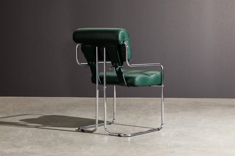 Set of Four Emerald Green Leather Tucroma Chairs by Guido Faleschini for Mariani For Sale 4