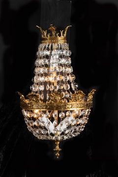 Set of Four Empire Style Bronze and Crystal Sconces, French 19th Century