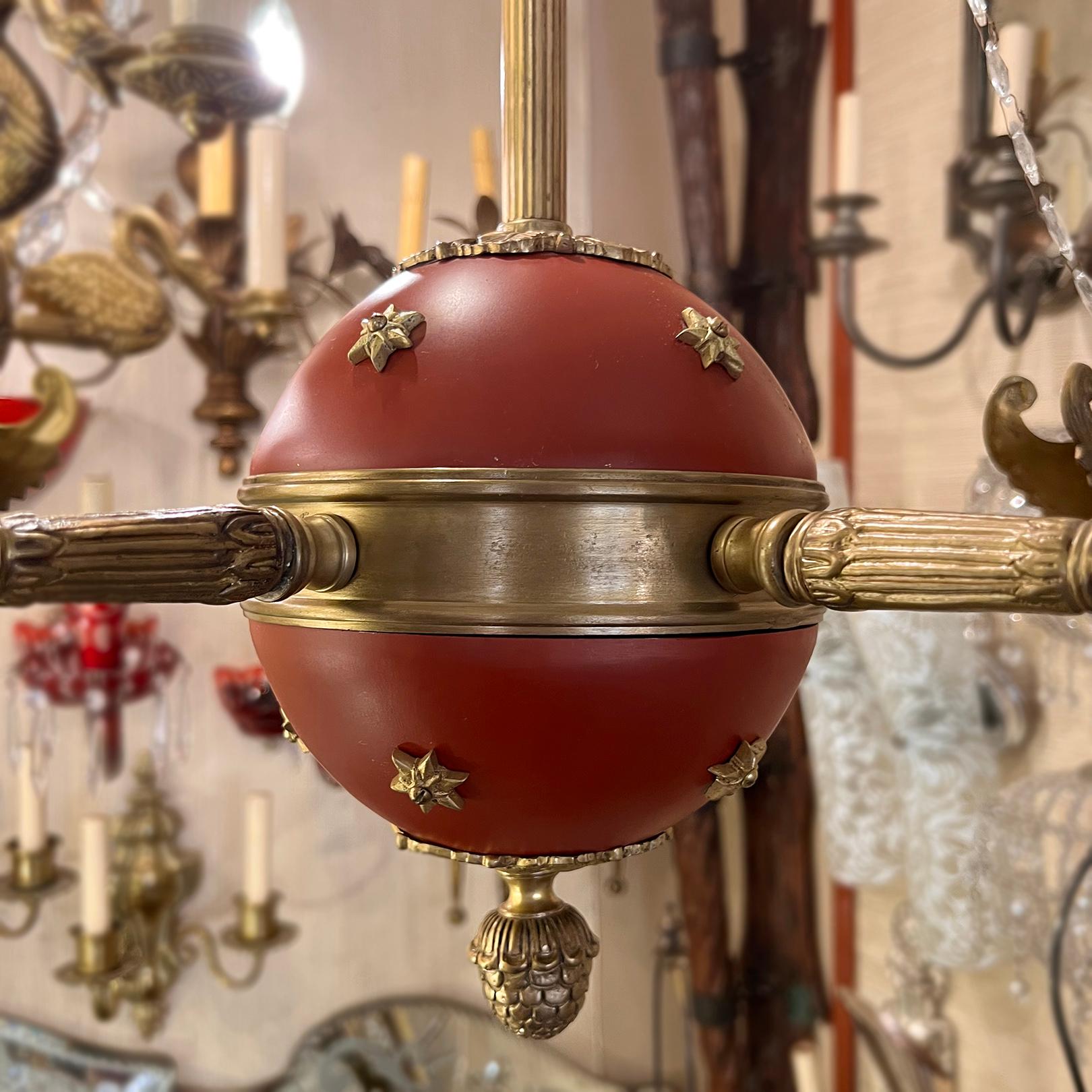 Bronze Set of Four Empire-Style Chandeliers For Sale