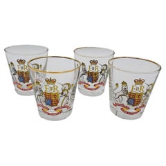 Set of Four English 1953 Queen Elizabeth II Coronation Souvenir Drinking Glasses