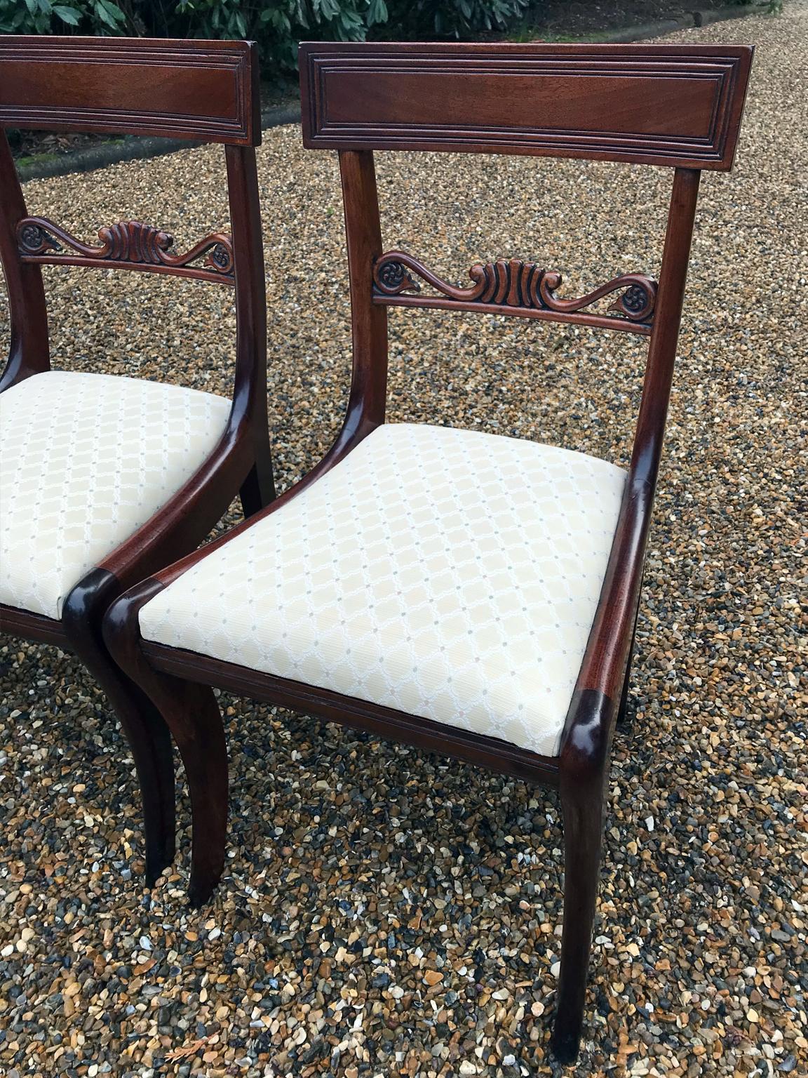 British Set of Four English 19th Century Regency Mahogany Dining Chairs