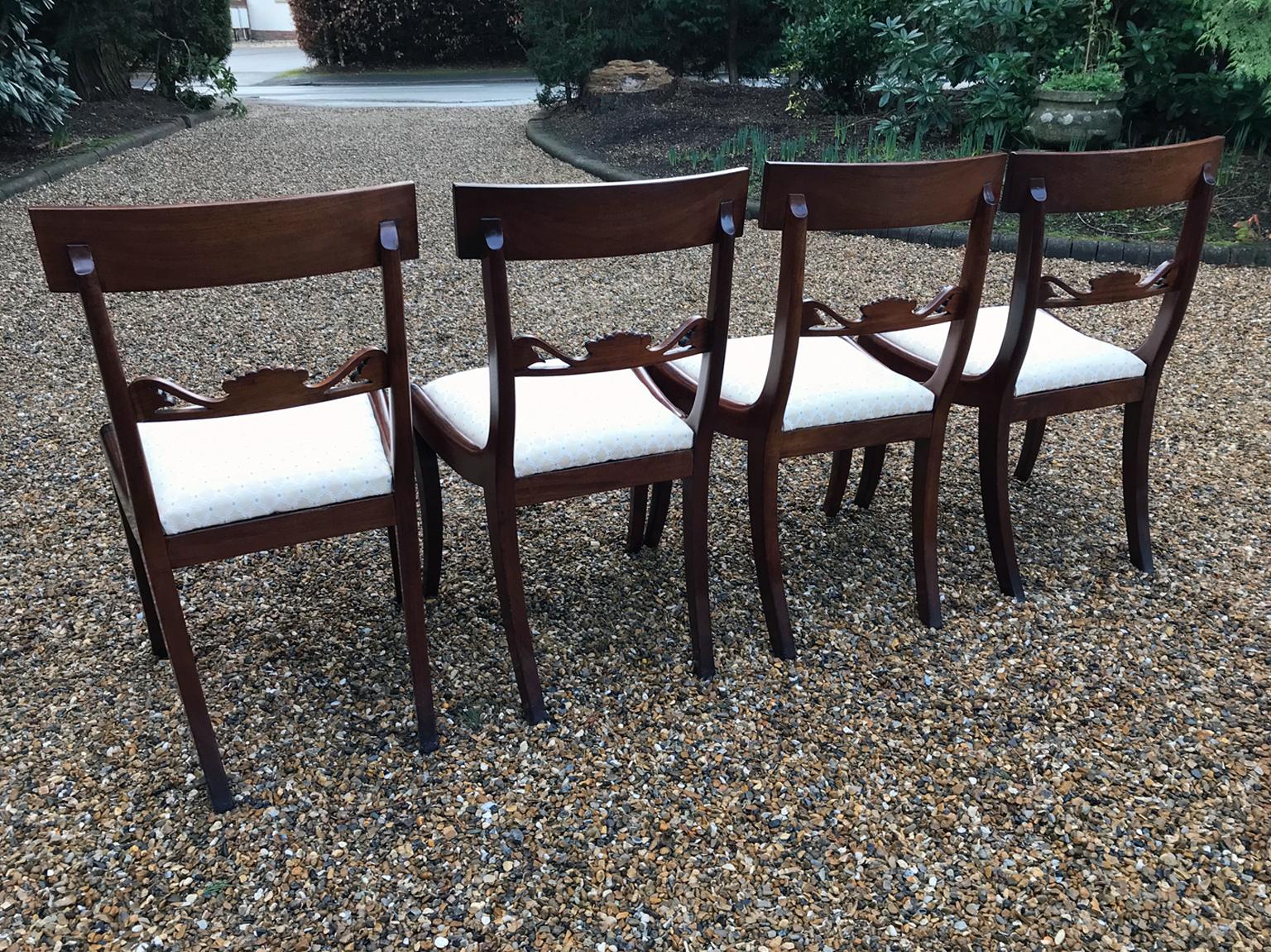 Set of Four English 19th Century Regency Mahogany Dining Chairs 2