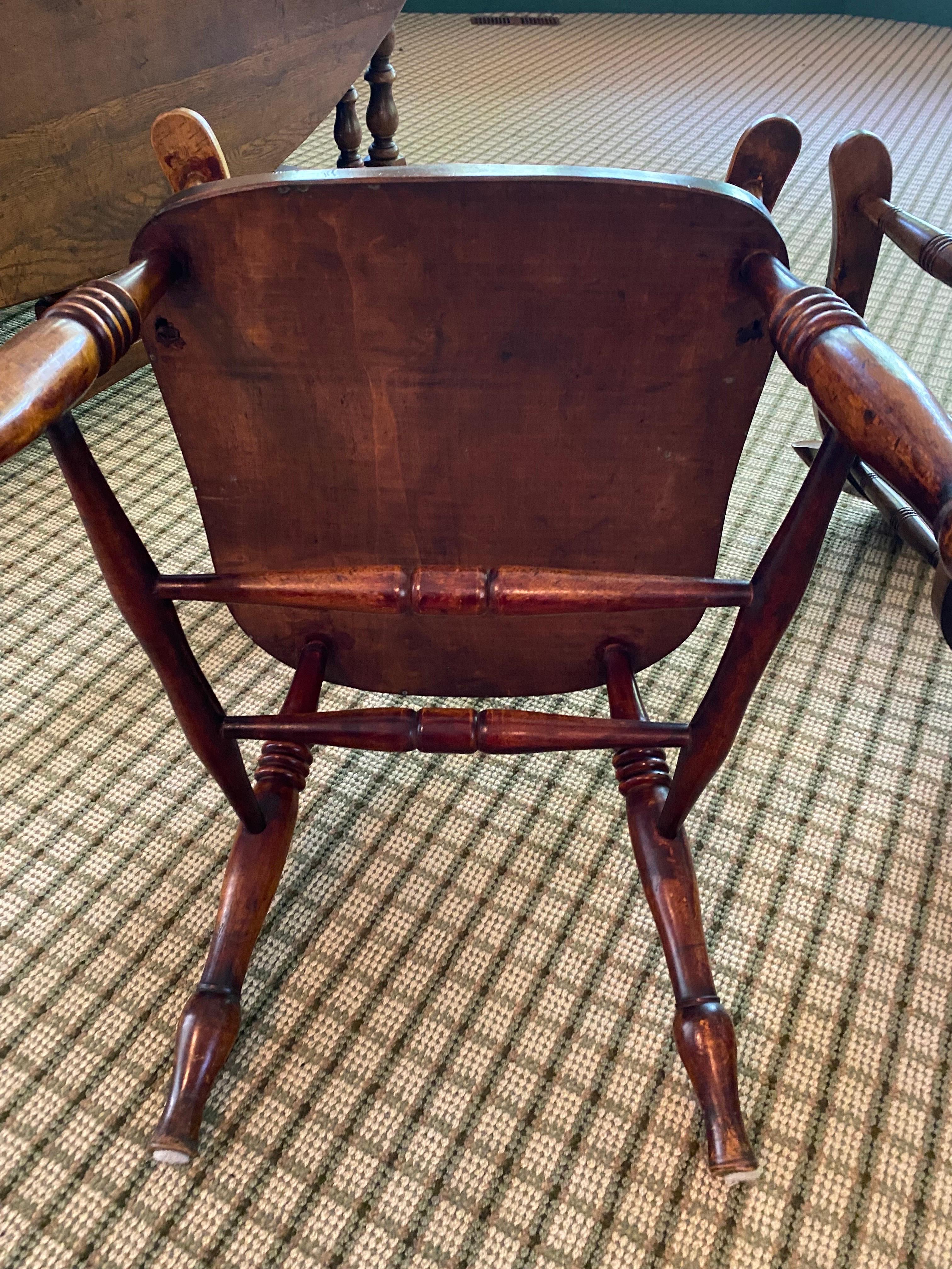 Set of Four English Birch Tavern Chairs For Sale 4