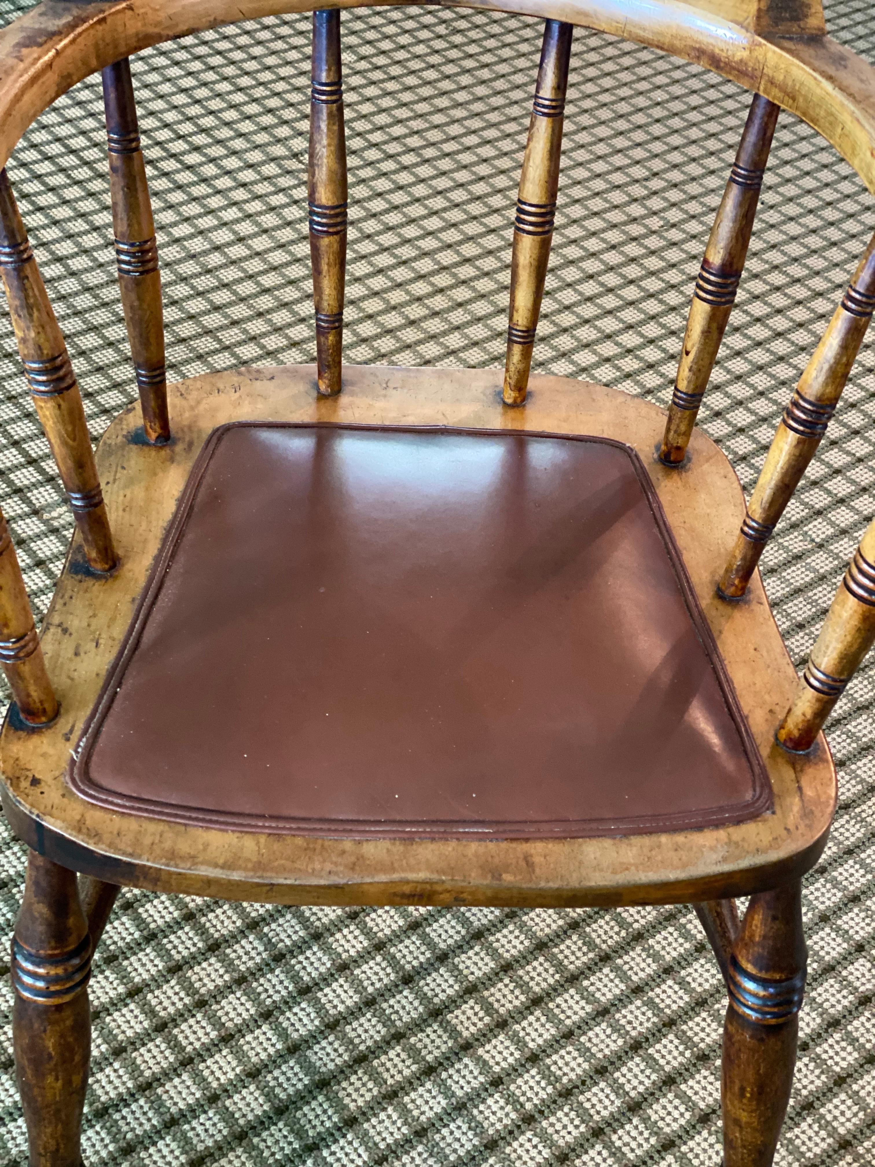 Set of Four English Birch Tavern Chairs For Sale 5