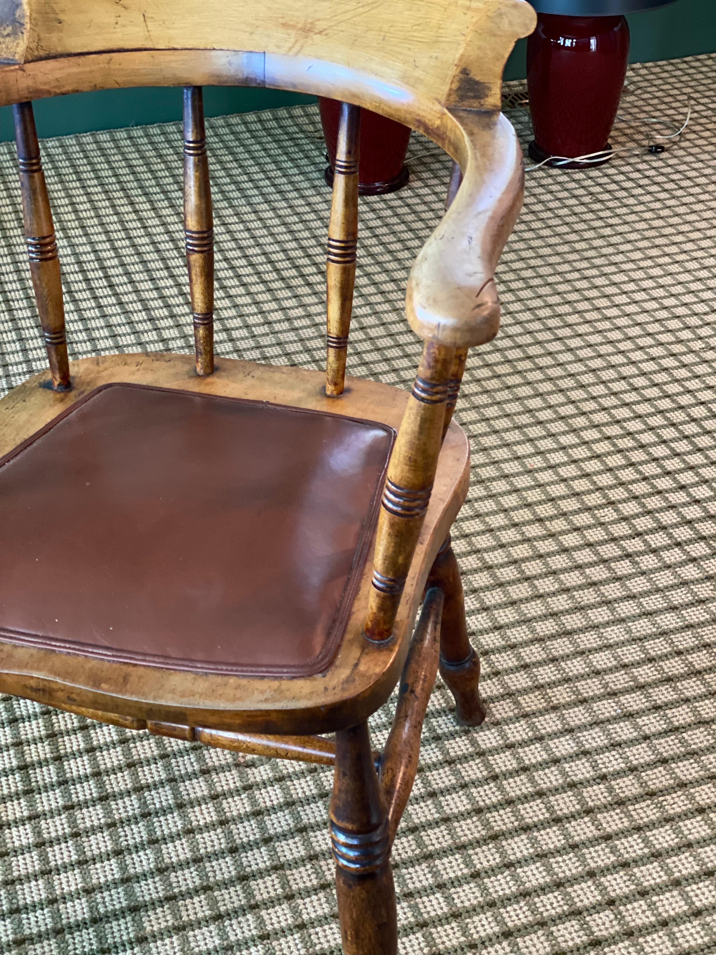 Set of Four English Birch Tavern Chairs For Sale 7