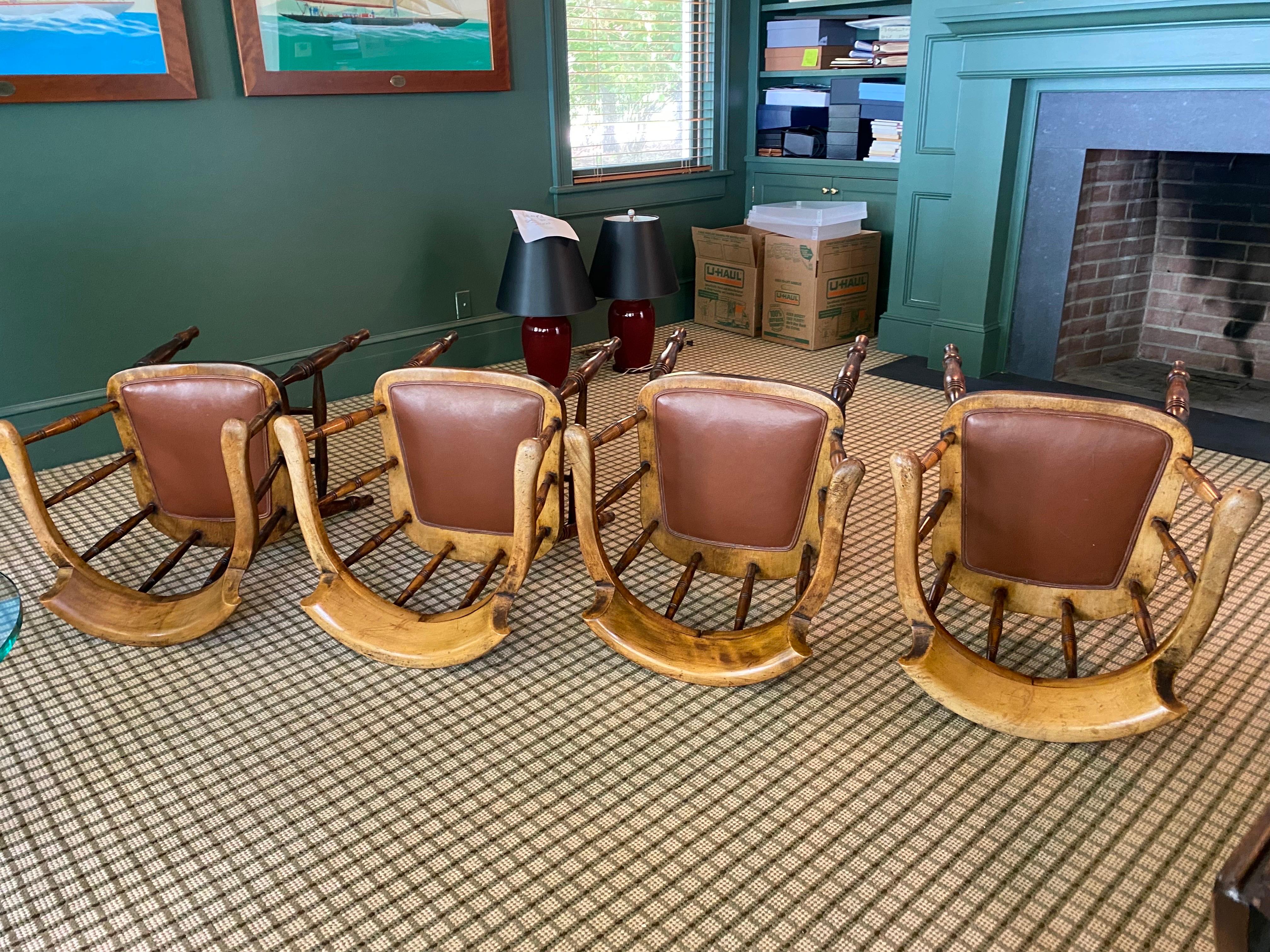 Set of Four English Birch Tavern Chairs In Good Condition For Sale In Southampton, NY