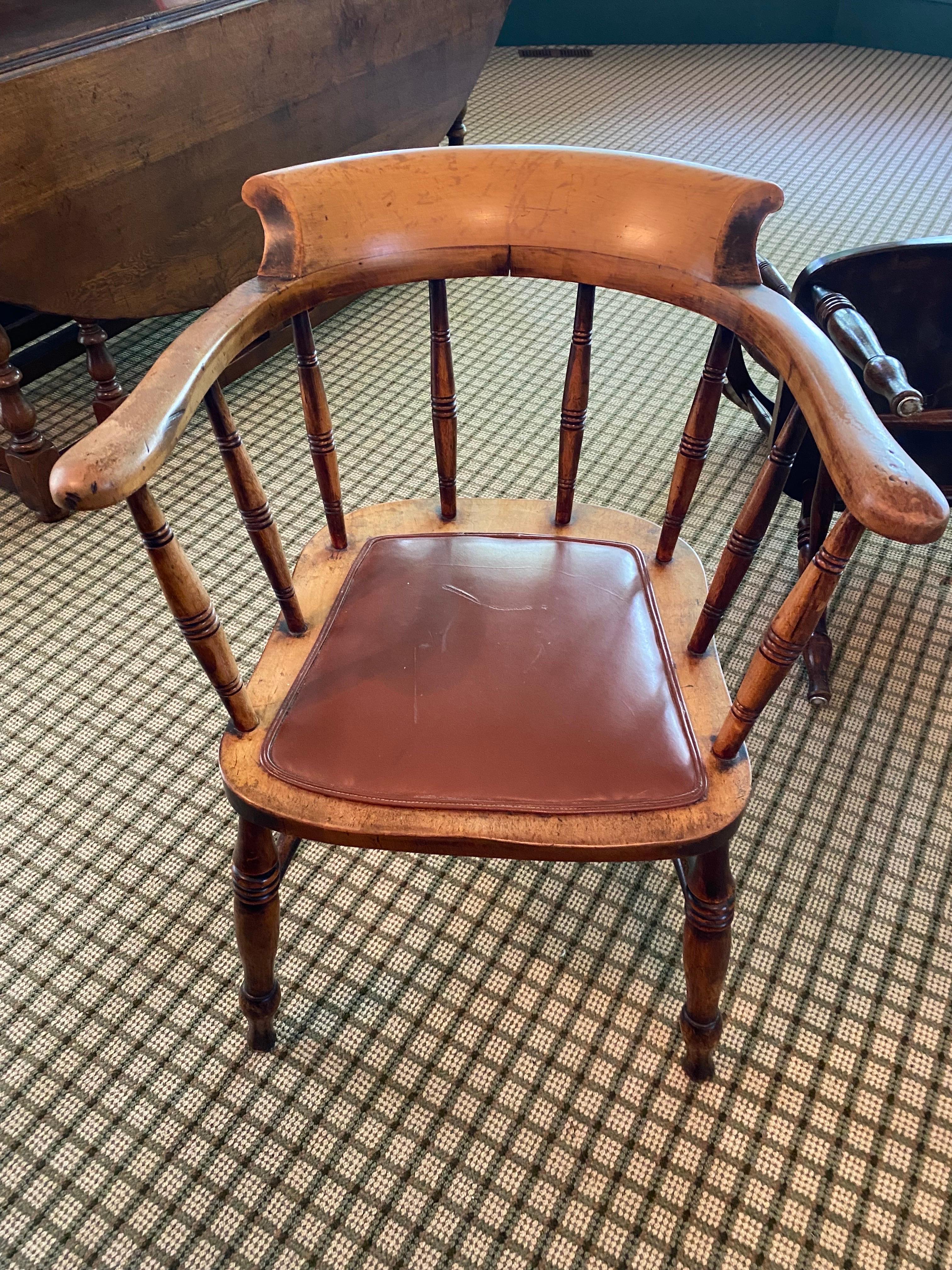 Set of Four English Birch Tavern Chairs For Sale 1