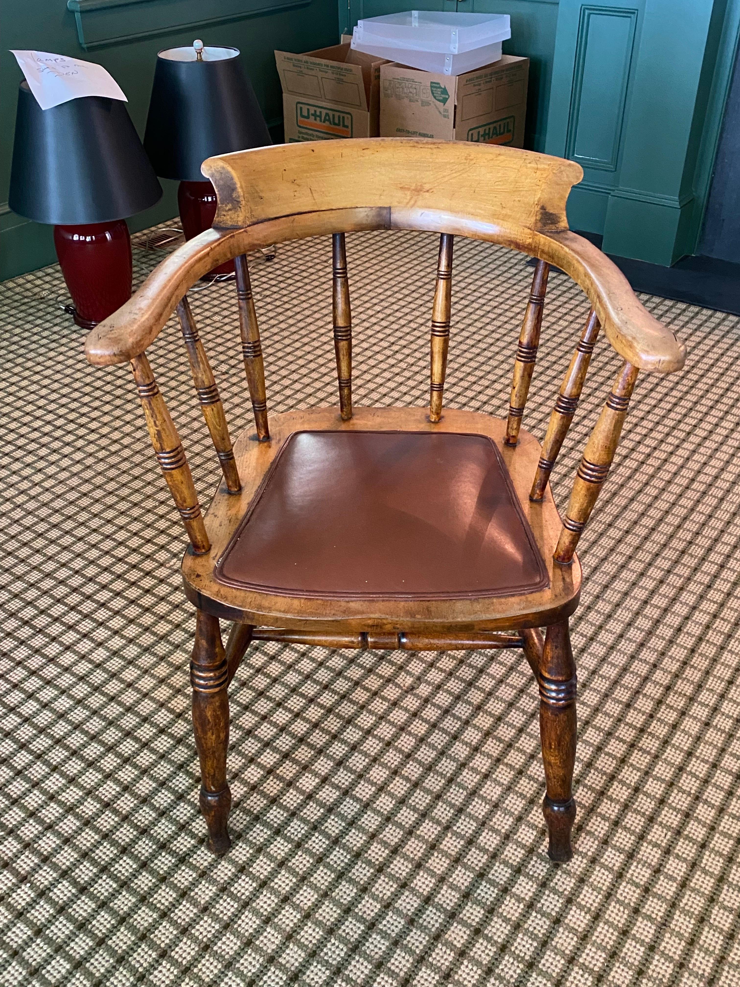 Set of Four English Birch Tavern Chairs For Sale 2