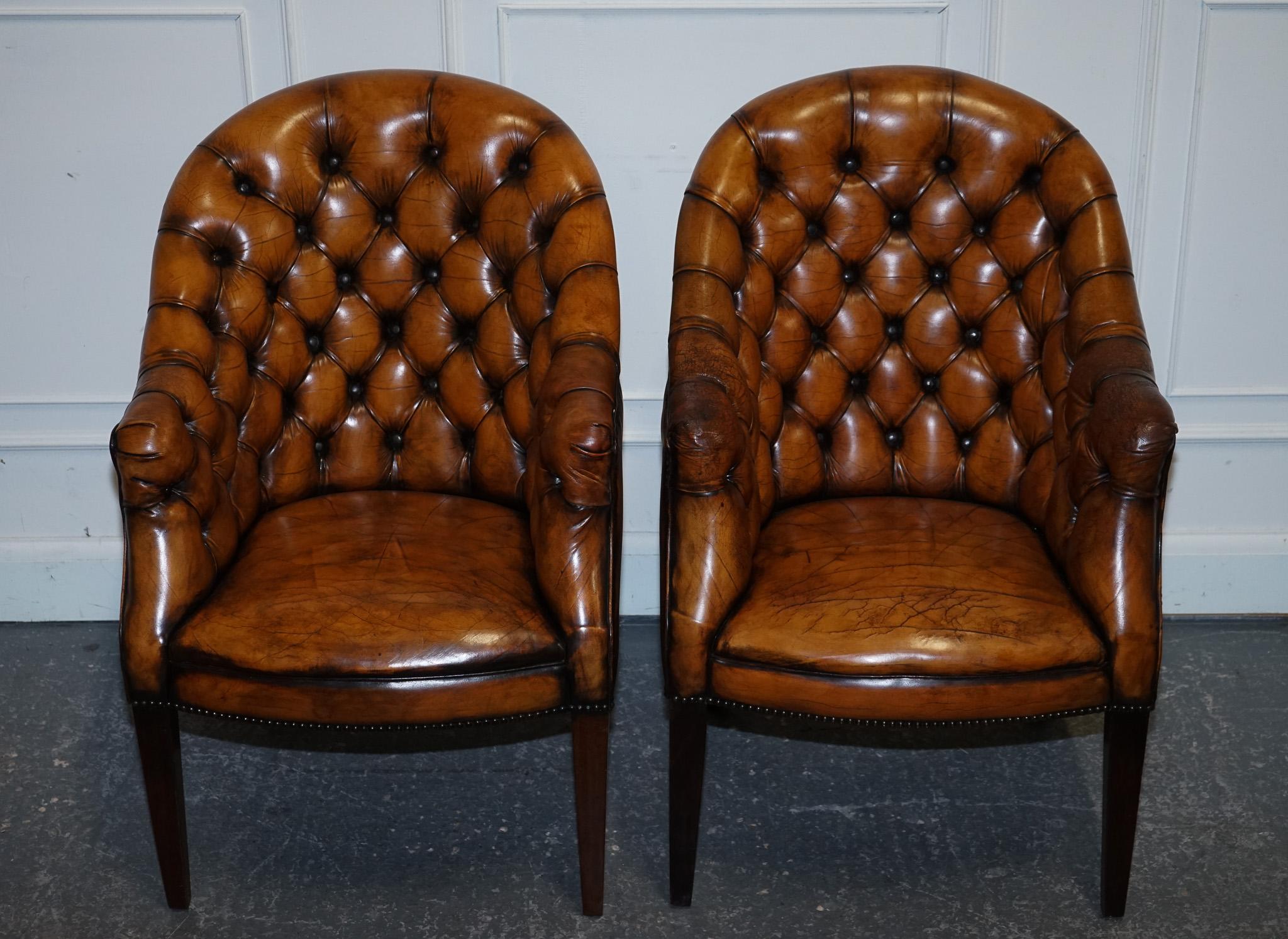 SET DI QUATTRO SEDIE DA UFFICIO IN PELLE INGLESE CHESTERFIELD TINTA A MANO In condizioni buone in vendita a Pulborough, GB