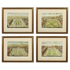 Set of Four English Court Etchings in Gilt Frames
