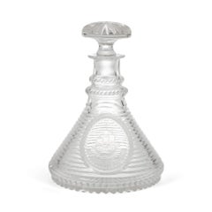 Set of Four English Engraved and Cut Glass Ship's Decanters