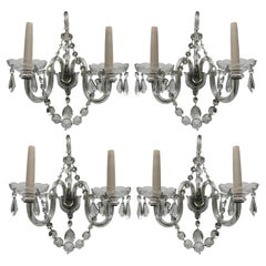 Retro Set Of Four English Glass Wall Lights