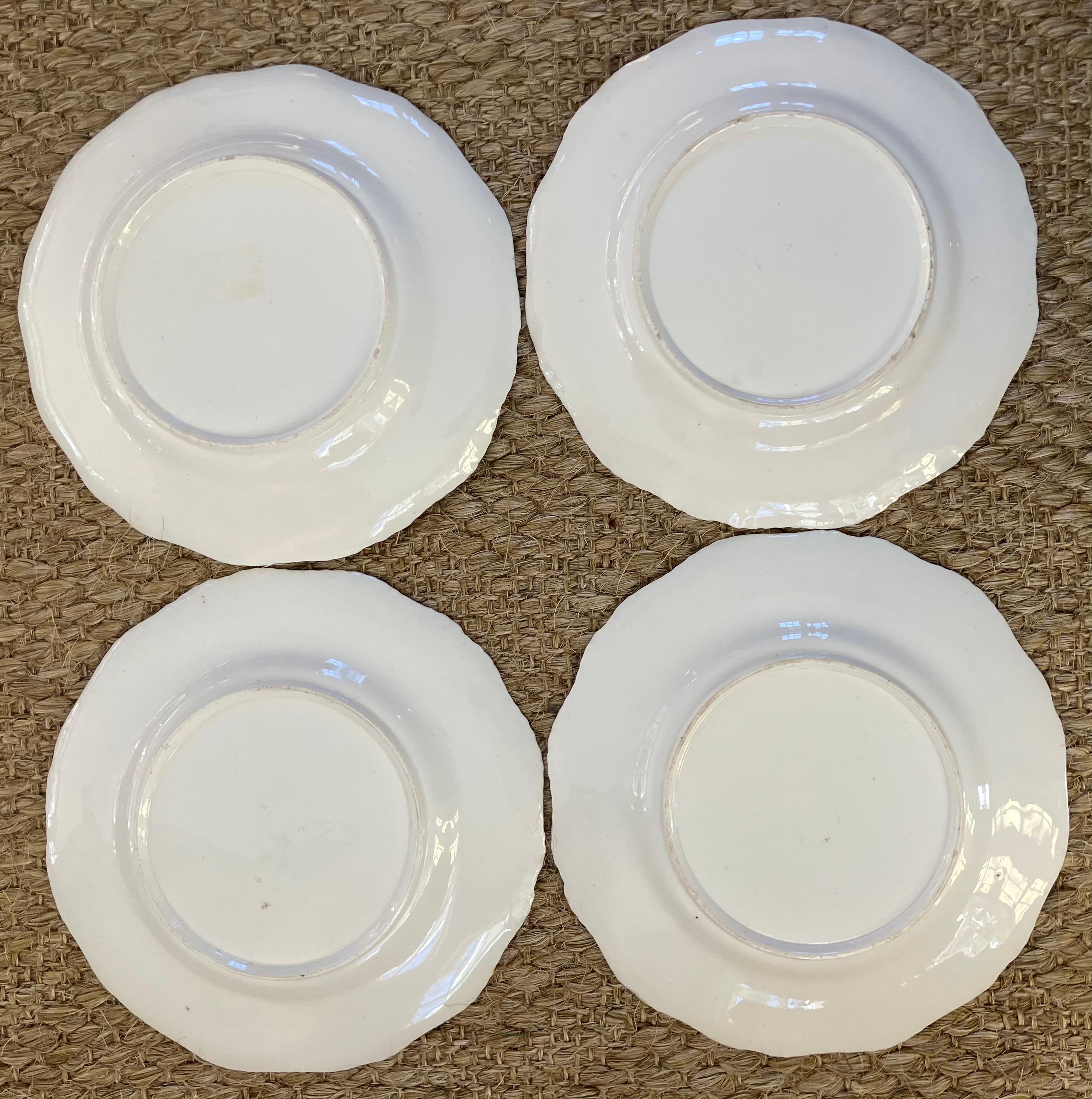 Juego de cuatro platos florales ingleses verdes en venta 4