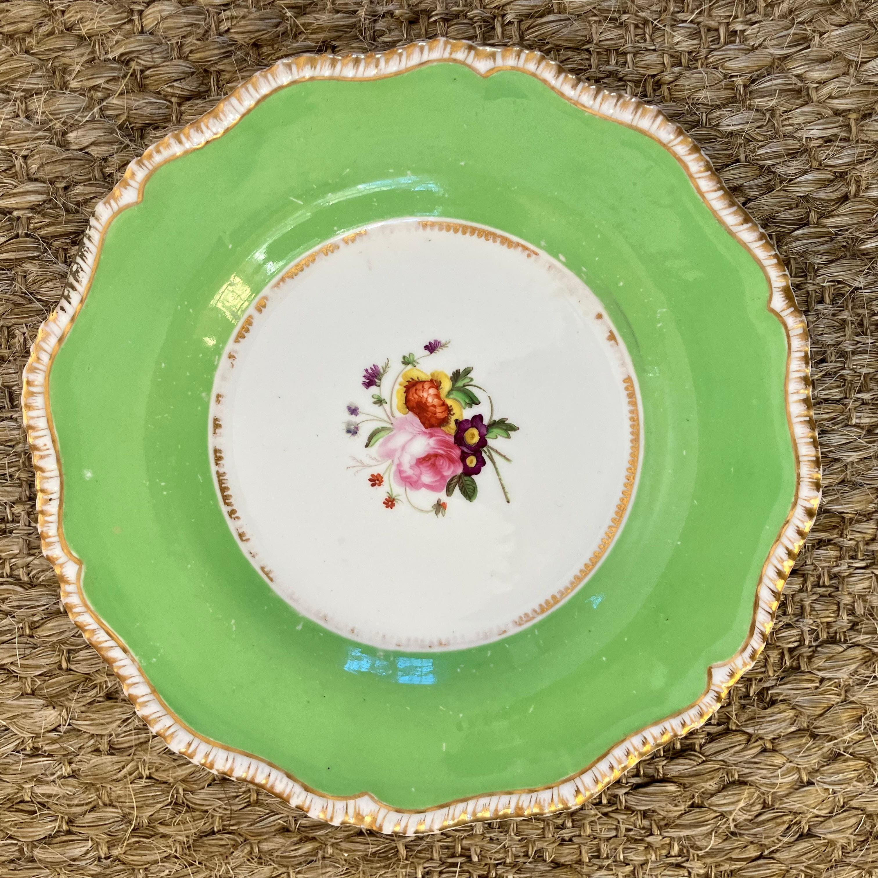 Juego de cuatro platos florales ingleses verdes Cerámico en venta