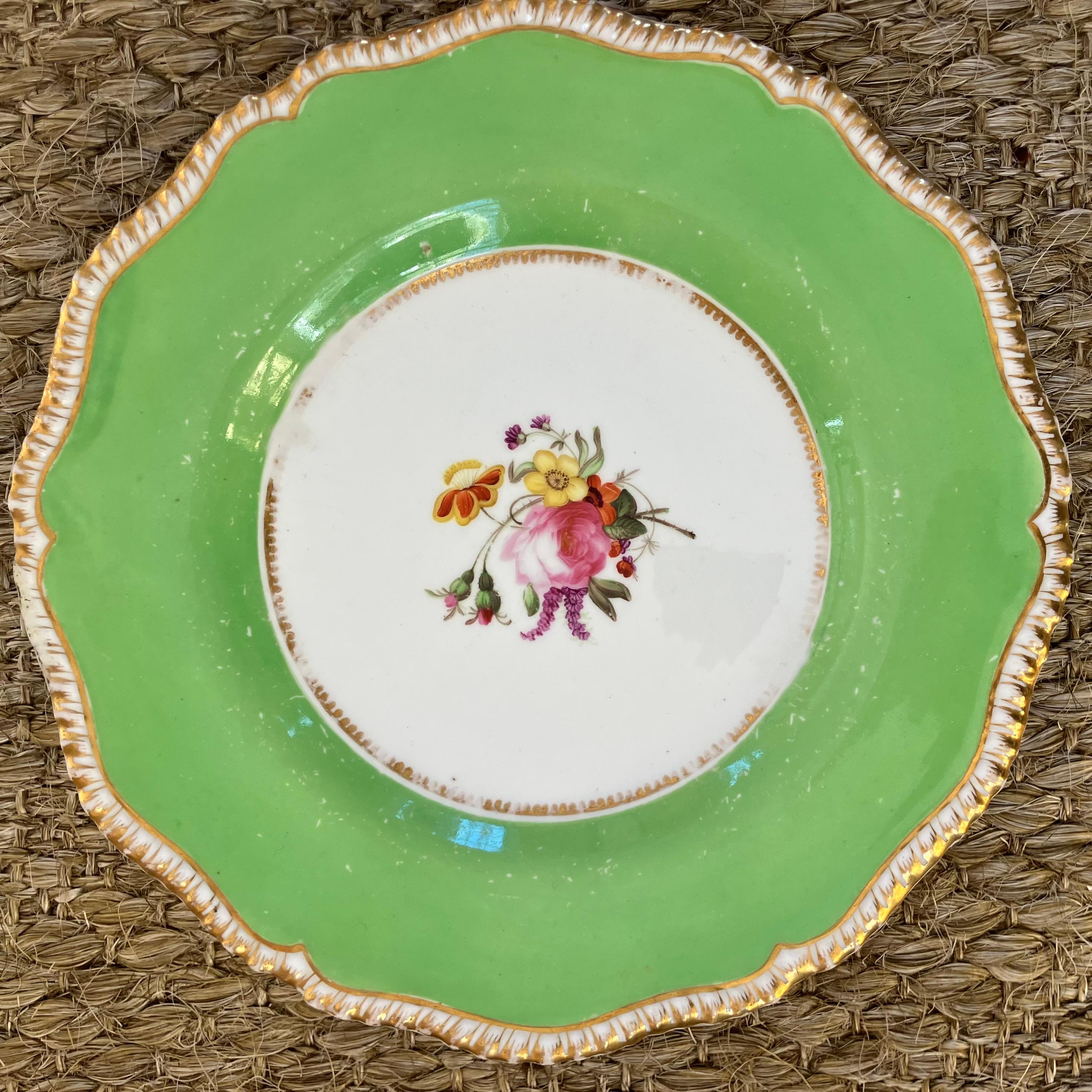 Juego de cuatro platos florales ingleses verdes en venta 1