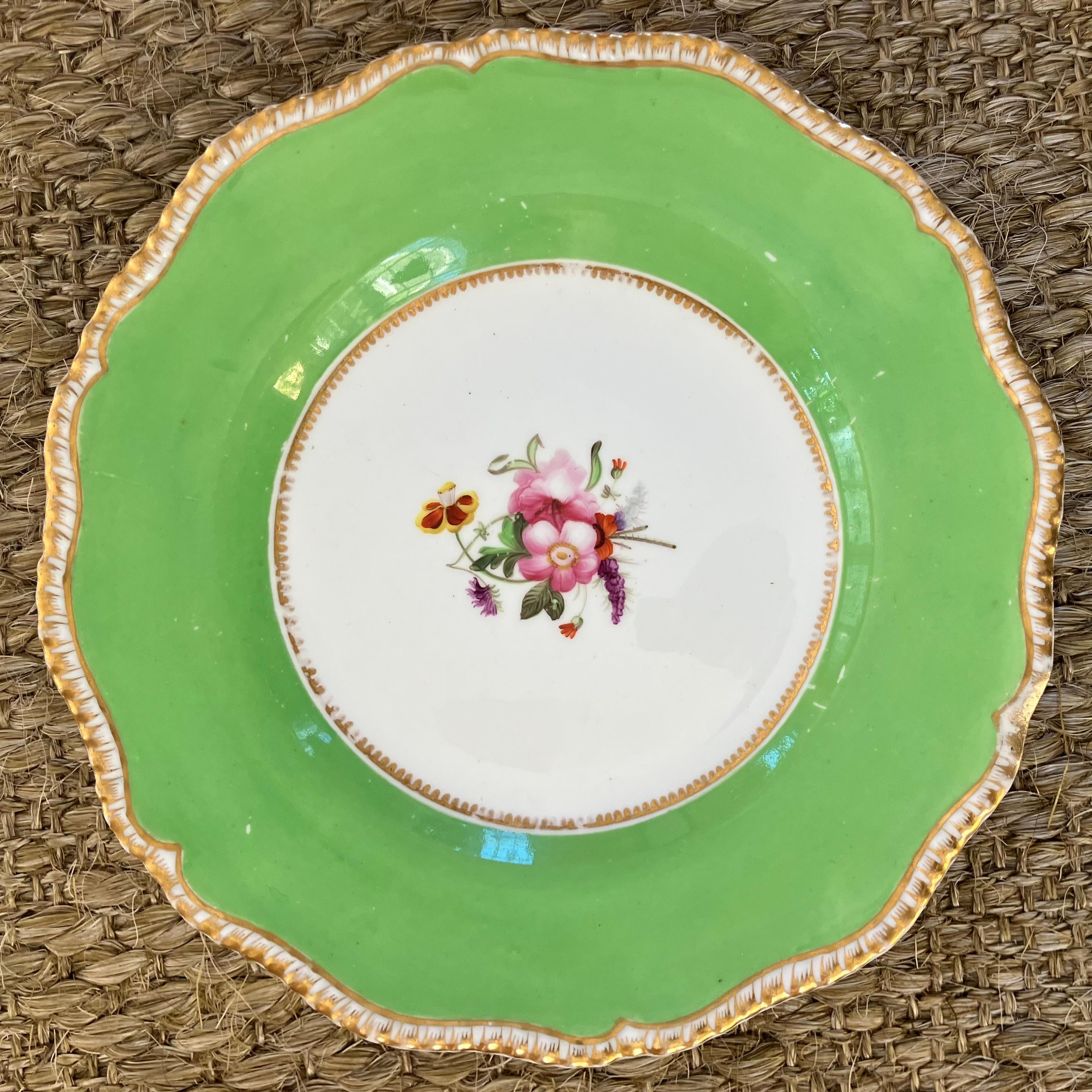 Juego de cuatro platos florales ingleses verdes en venta 2