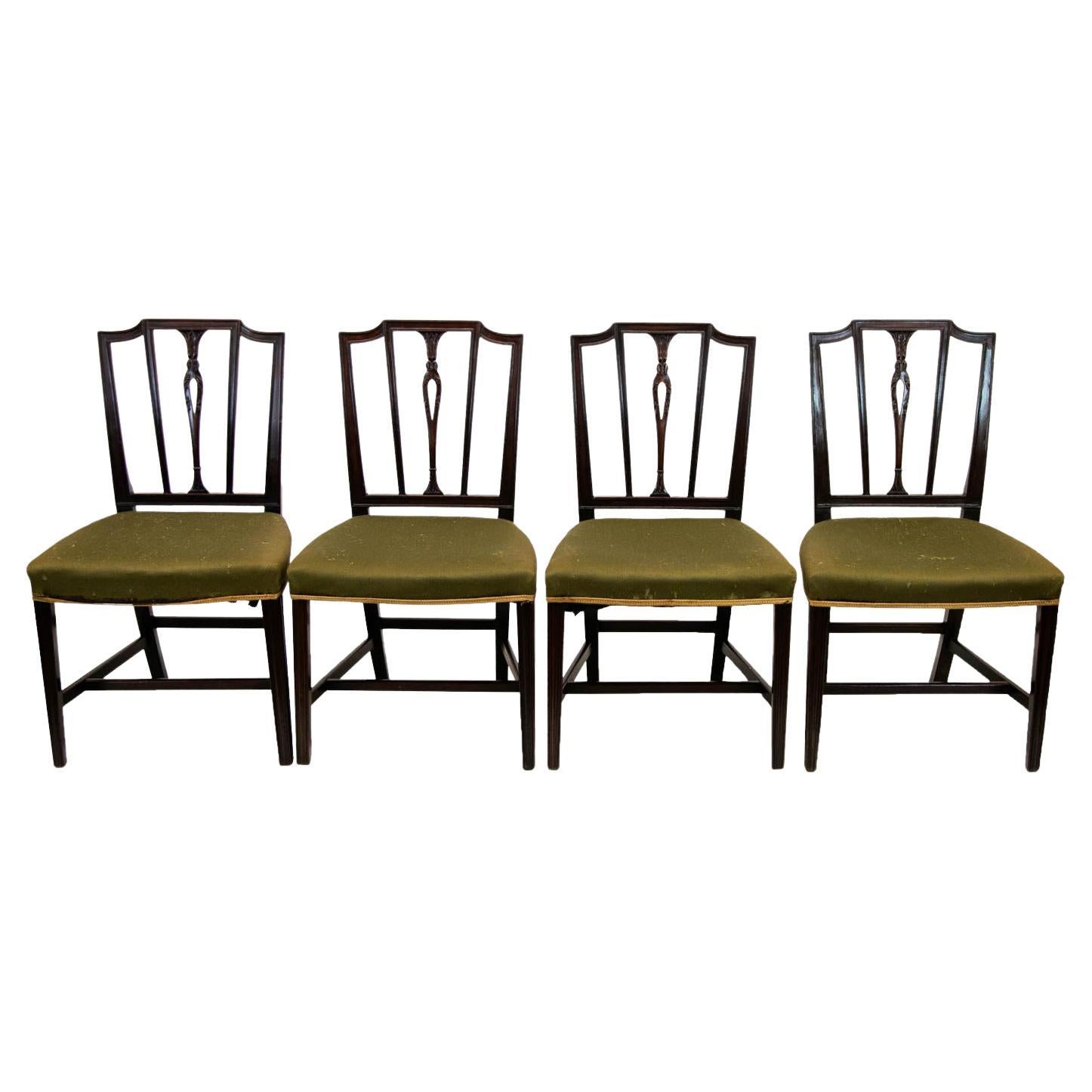 Set of Four English Hepplewhite Chairs