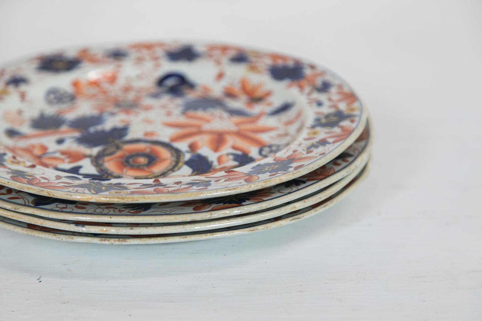 Early 19th Century Set of Four English Ironstone Plates For Sale