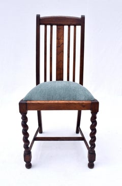 Set of Four English Oak Barley Twist Chairs