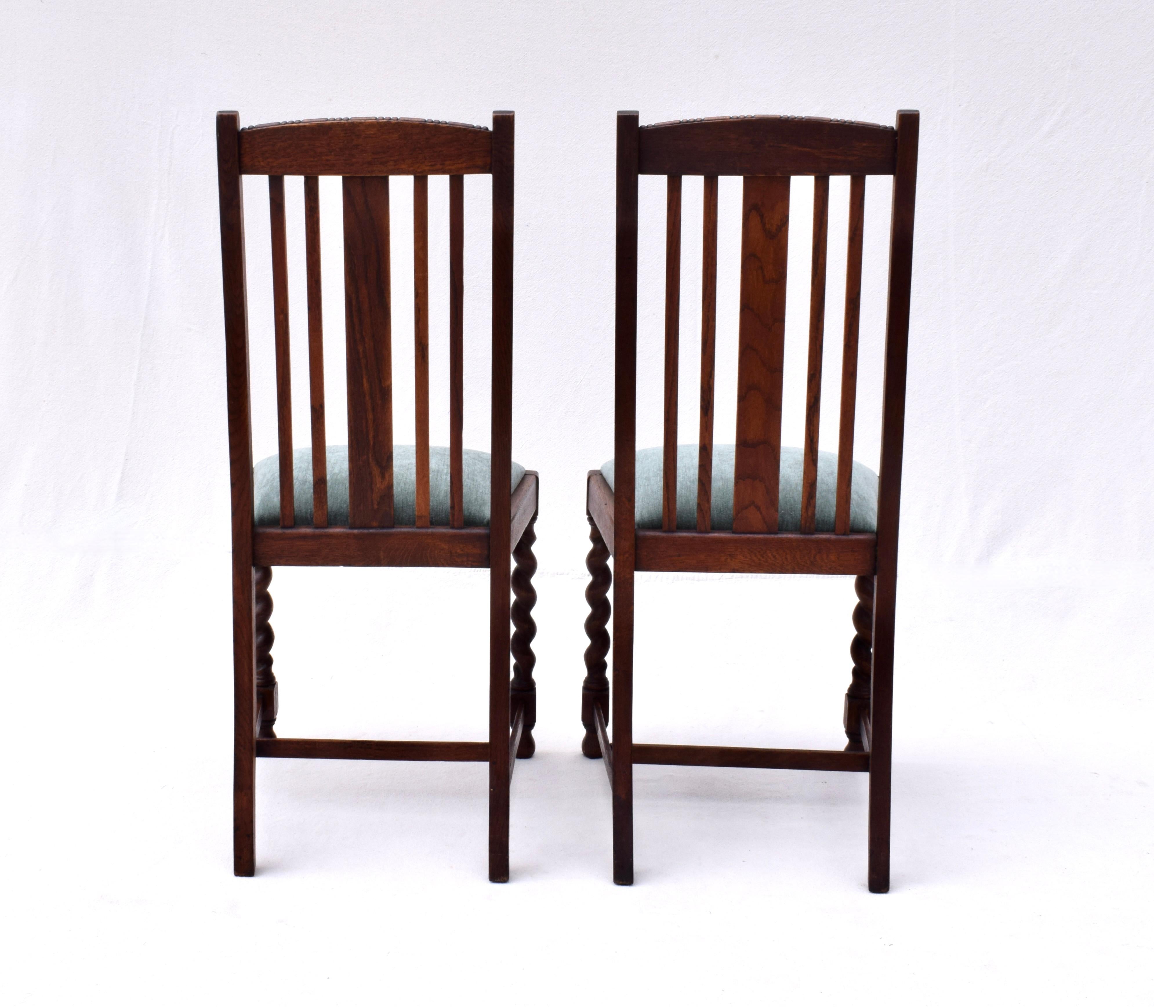 Set of Four English Oak Barley Twist Chairs 2