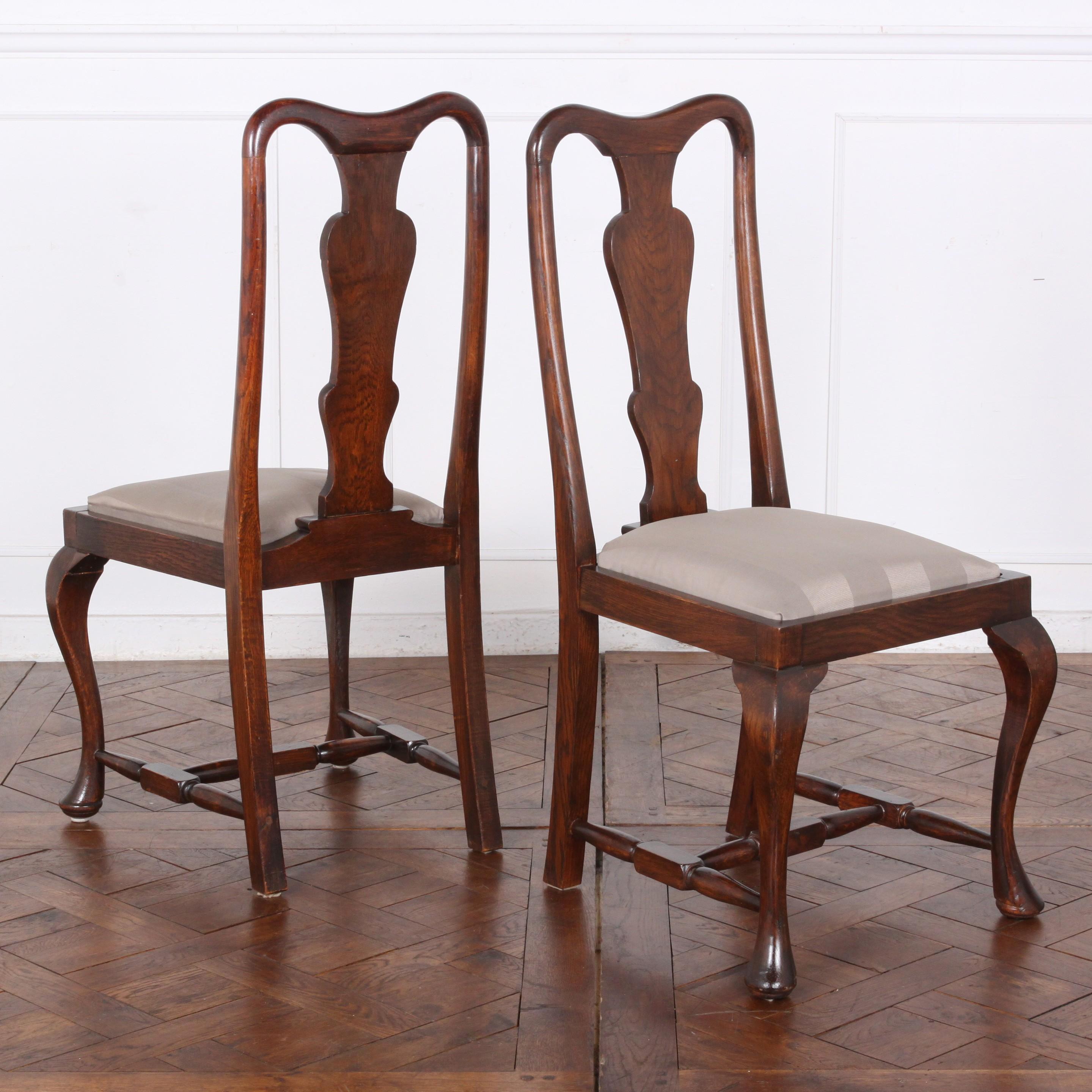 British Set of Four English Queen Anne Dining Chairs