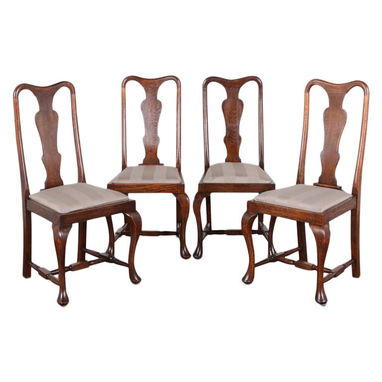 Set of Four English Queen Anne Dining Chairs