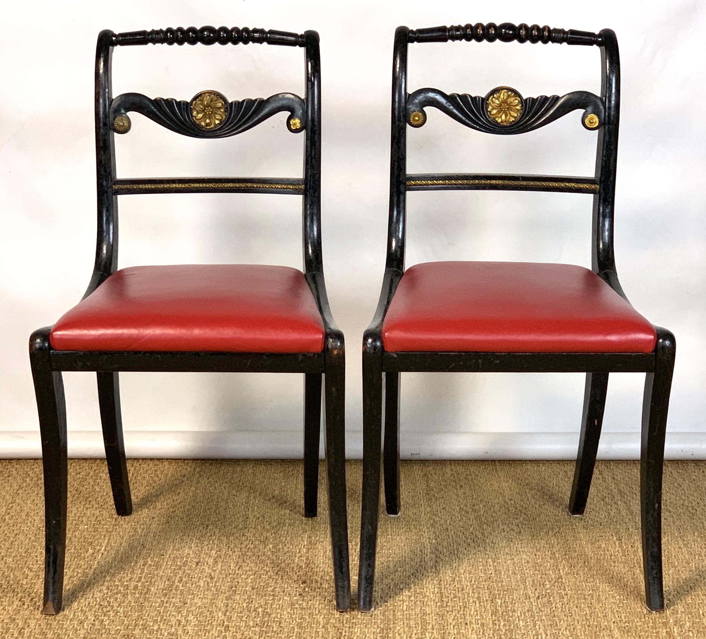 Hand-Carved Set of Four English Regency Dining Chairs