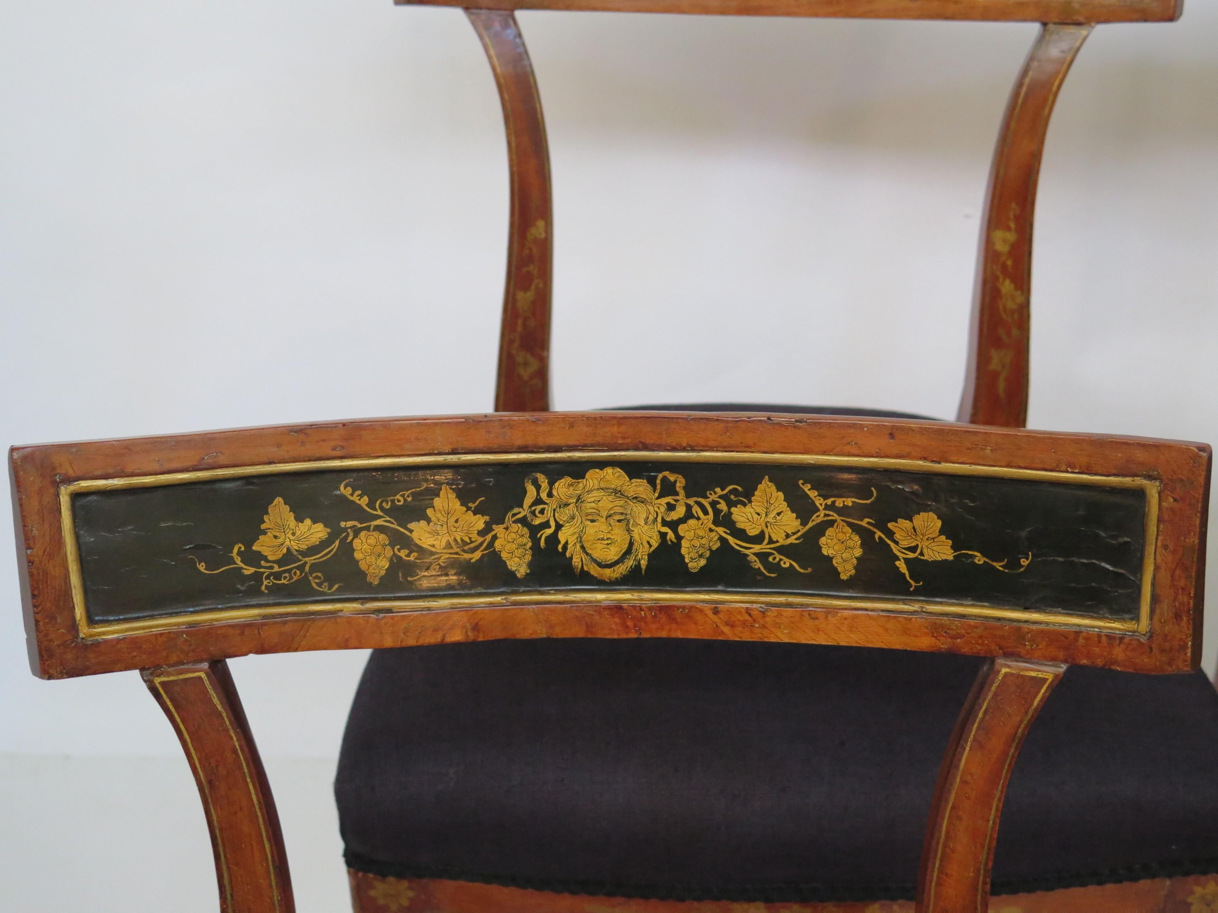 Set of Four English Regency Fruitwood Side Chairs, Chinoiserie Decorated 5