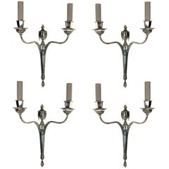 Set of Four English Silver Neoclassical Sconces