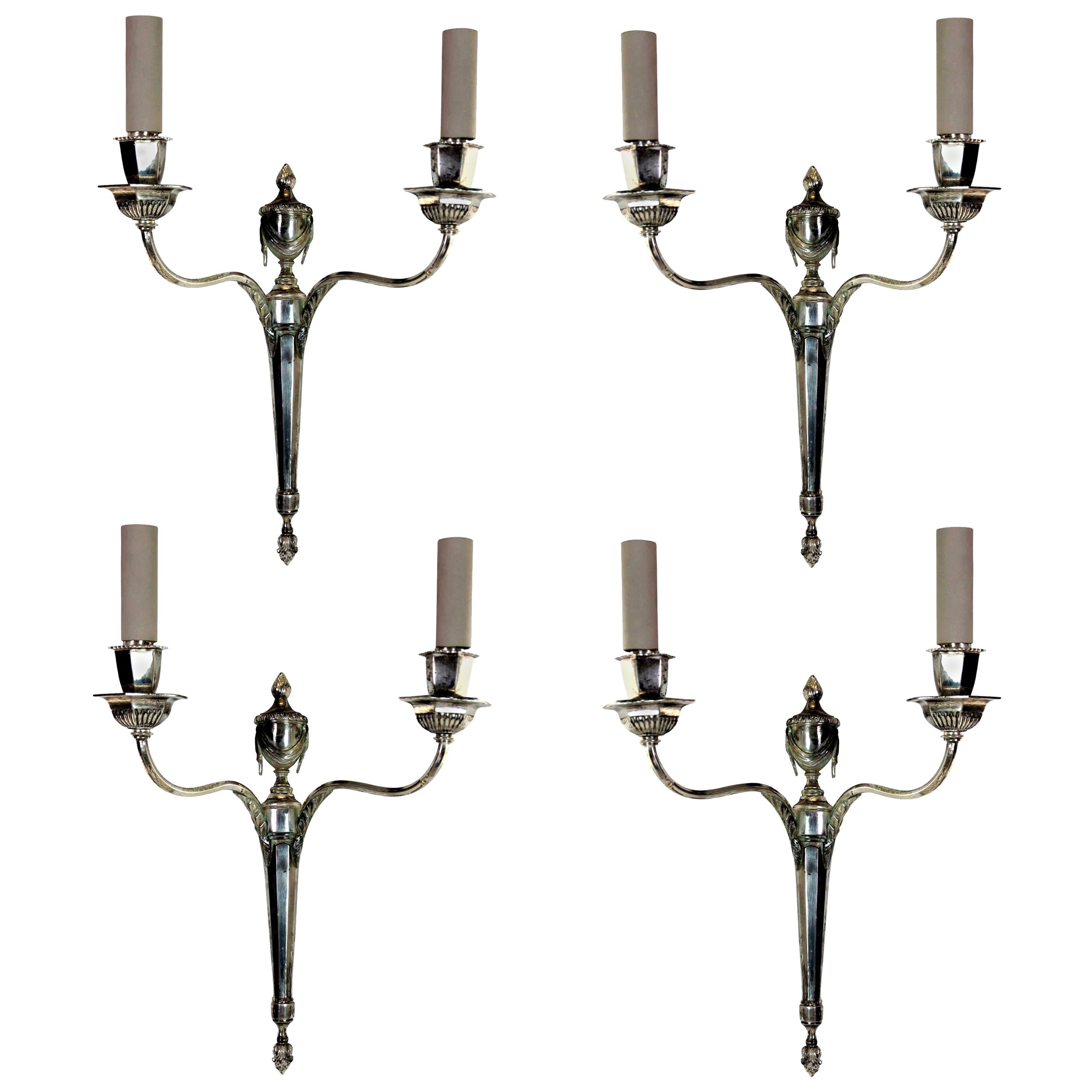 Set of Four English Silver Neoclassical Sconces