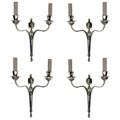 Set of Four English Silver Neoclassical Sconces