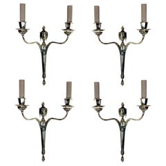 Set of Four English Silver Neoclassical Sconces