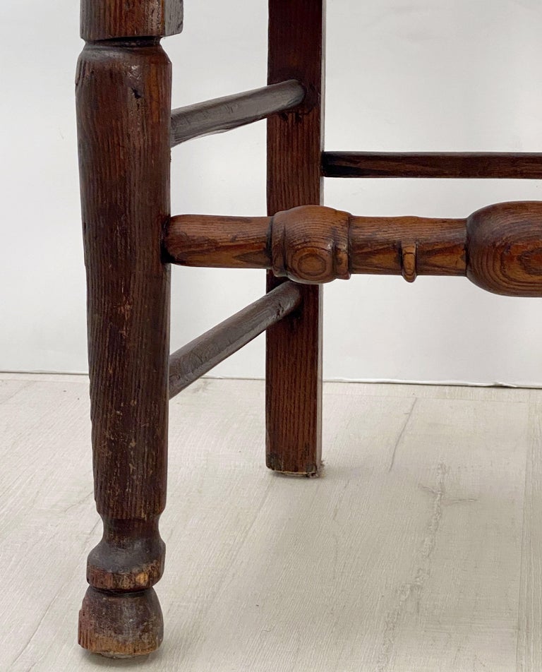 Set of Four English SpindleBack Rush Seat Chairs with Rush Seats at