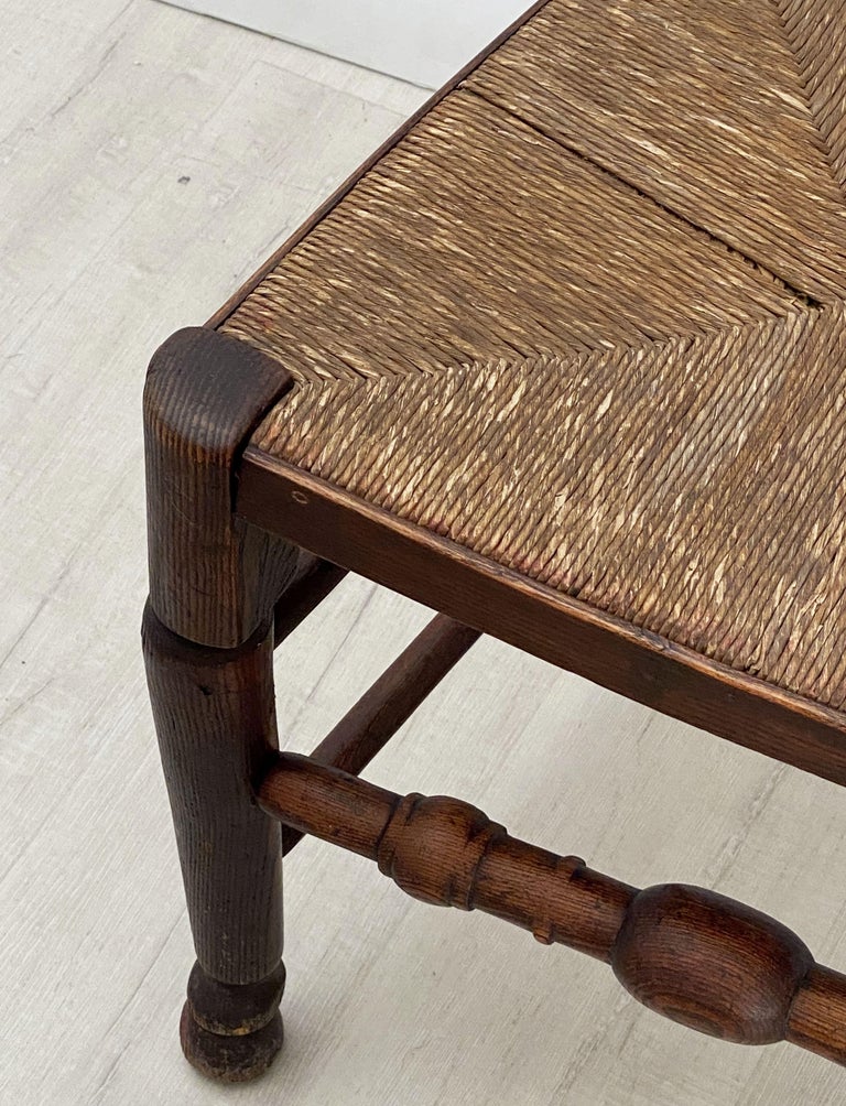 Set of Four English SpindleBack Rush Seat Chairs with Rush Seats at