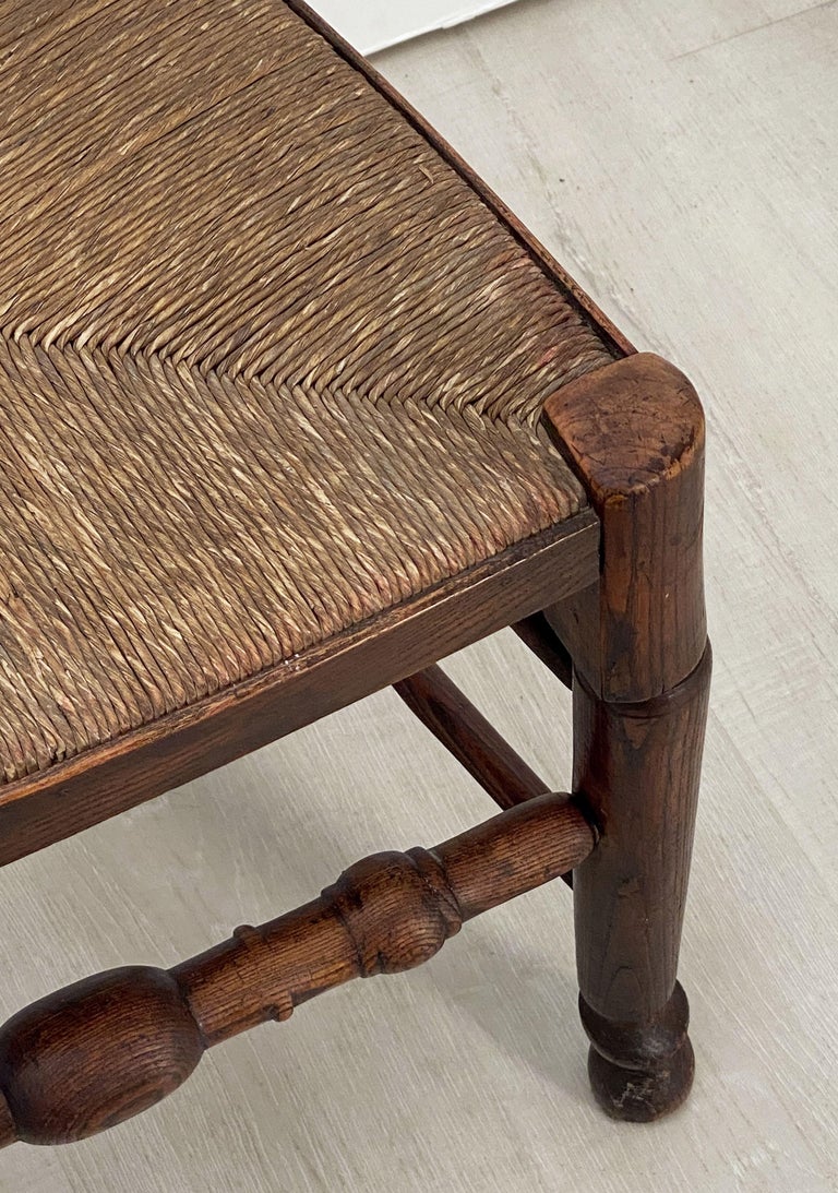 Set of Four English SpindleBack Rush Seat Chairs with Rush Seats at