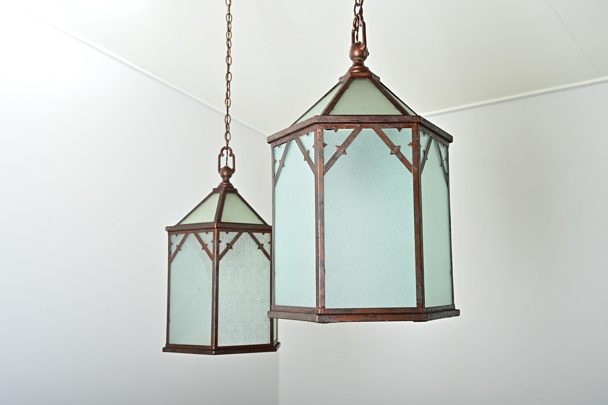 Set di quattro lanterne vintage inglesi in vendita 4
